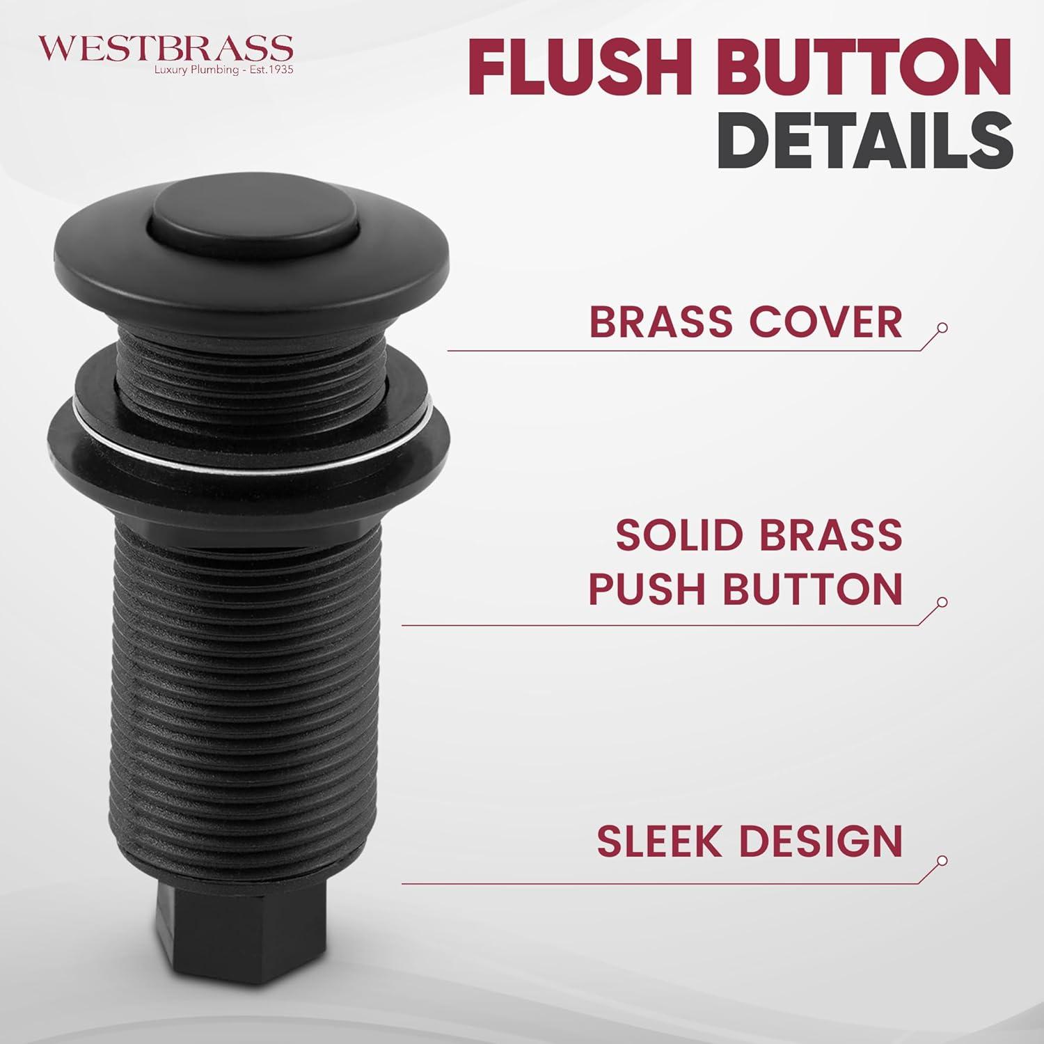 Westbrass Kitchen Sink Waste Disposal Air Switch and Dual Outlet Control Box, Flush Button