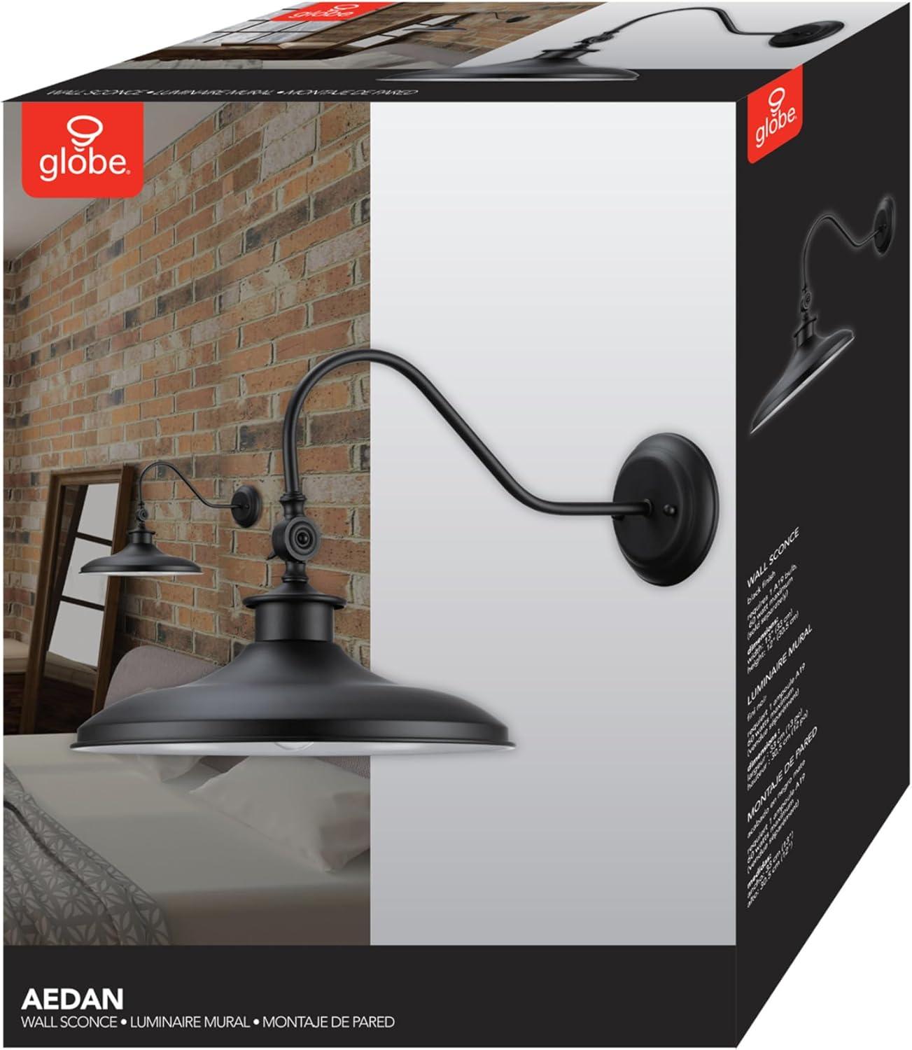 Globe Electric Aedan 1-Light Black Wall Sconce