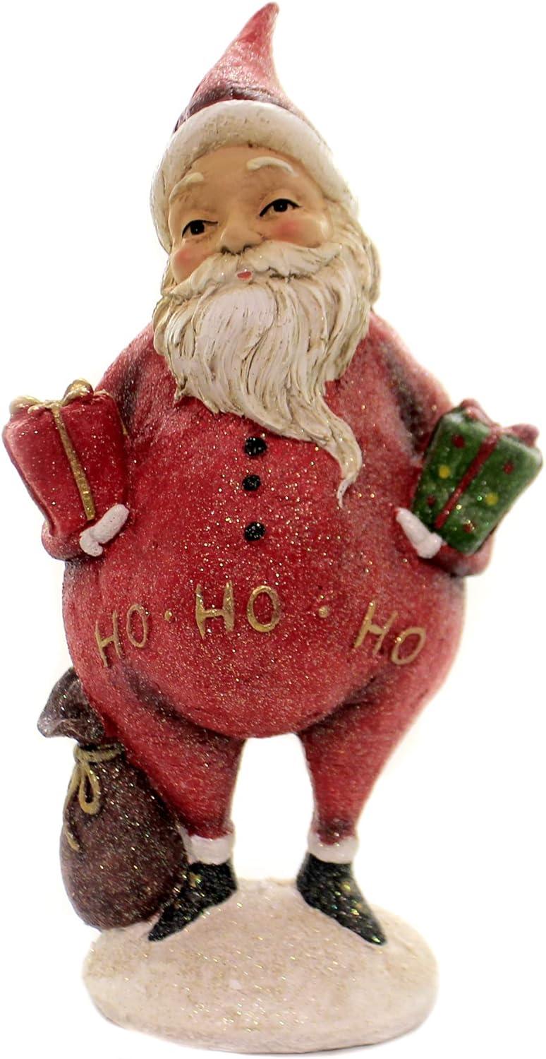 K&K Interiors 51833F 12.5 Inch Santa Holding Gift & Bag, Red