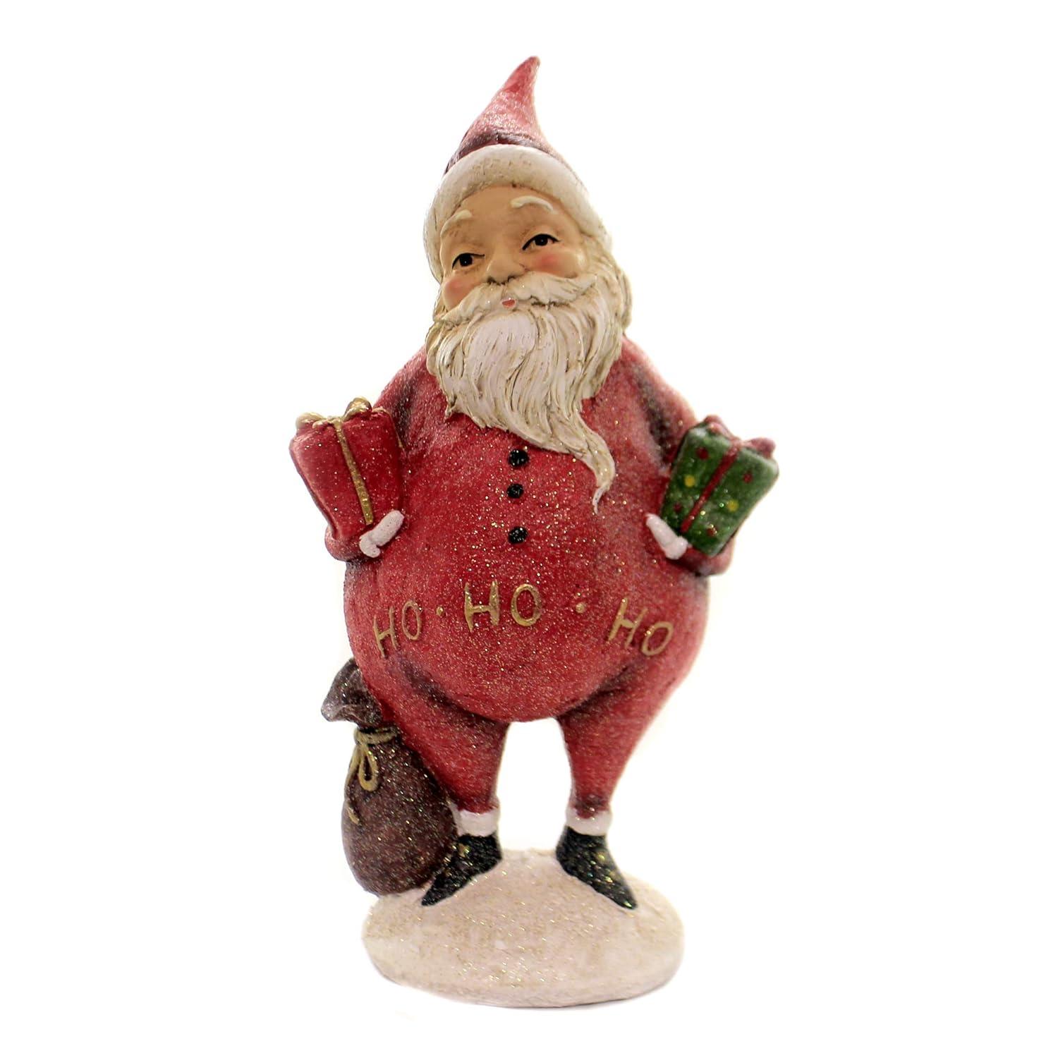 K&K Interiors 51833F 12.5 Inch Santa Holding Gift & Bag, Red
