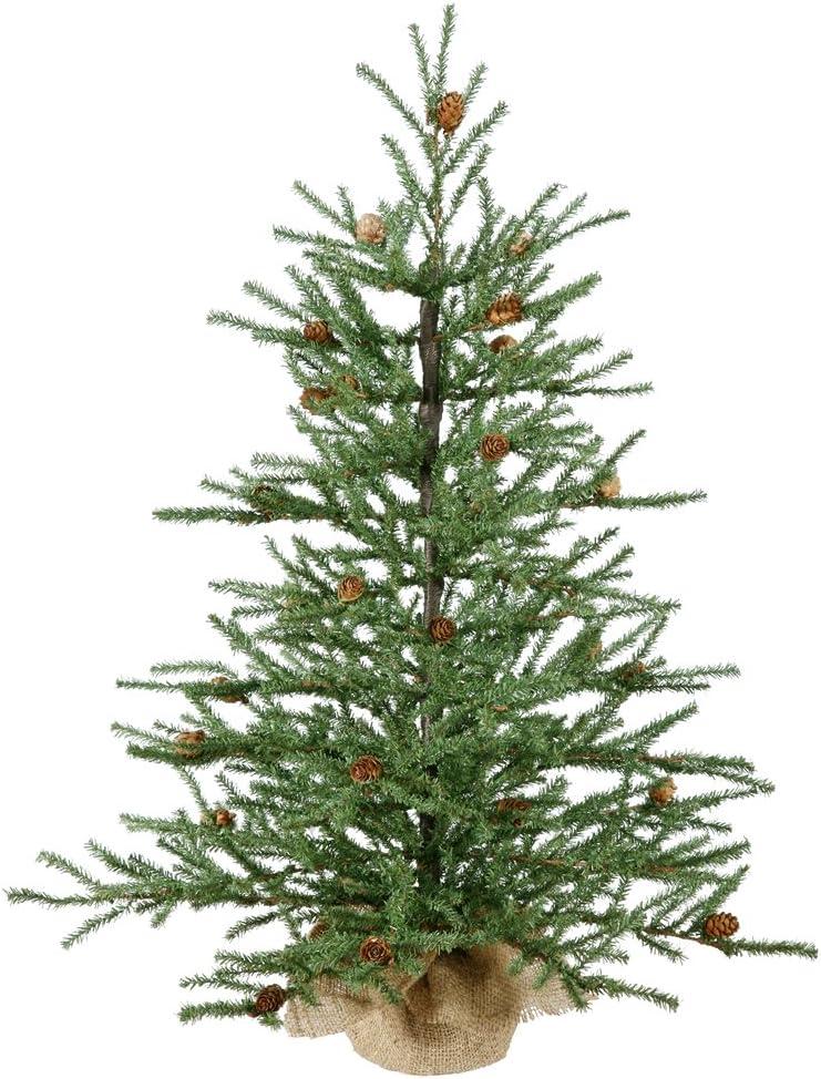 Vickerman 36" Caramel Pine Artificial Christmas Tree Unlit, Seasonal Indoor Home Decor with Decorative Burlap Base