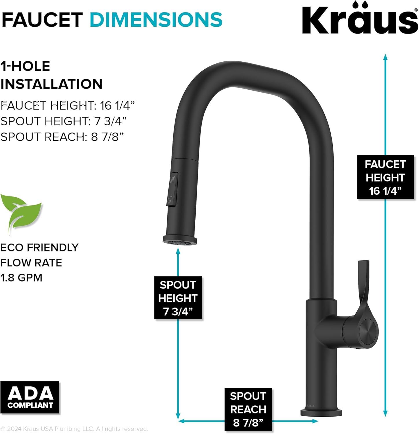 Matte Black Metal Single Handle Pull-down Kitchen Faucet with Sprayer