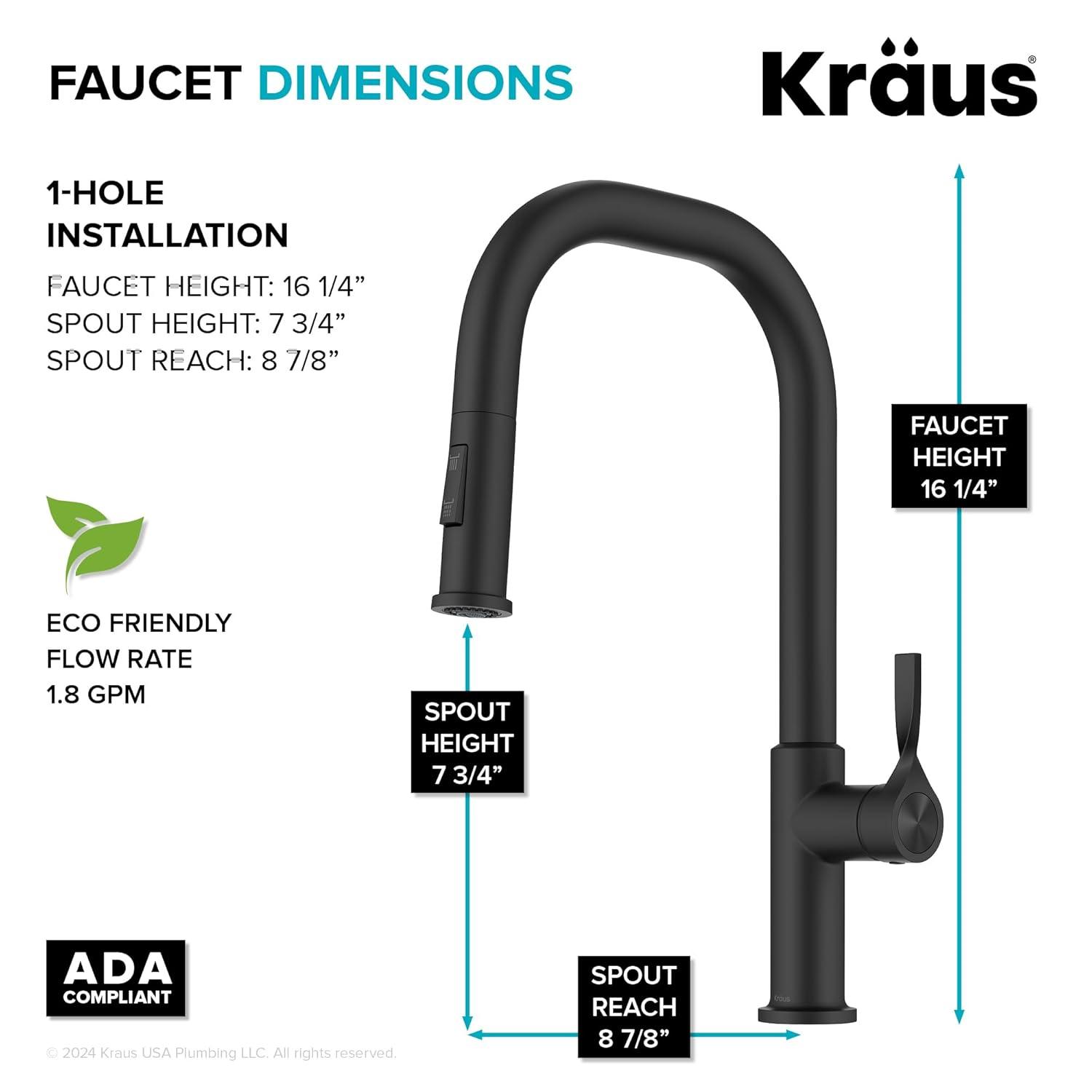 Matte Black Metal Single Handle Pull-down Kitchen Faucet with Sprayer