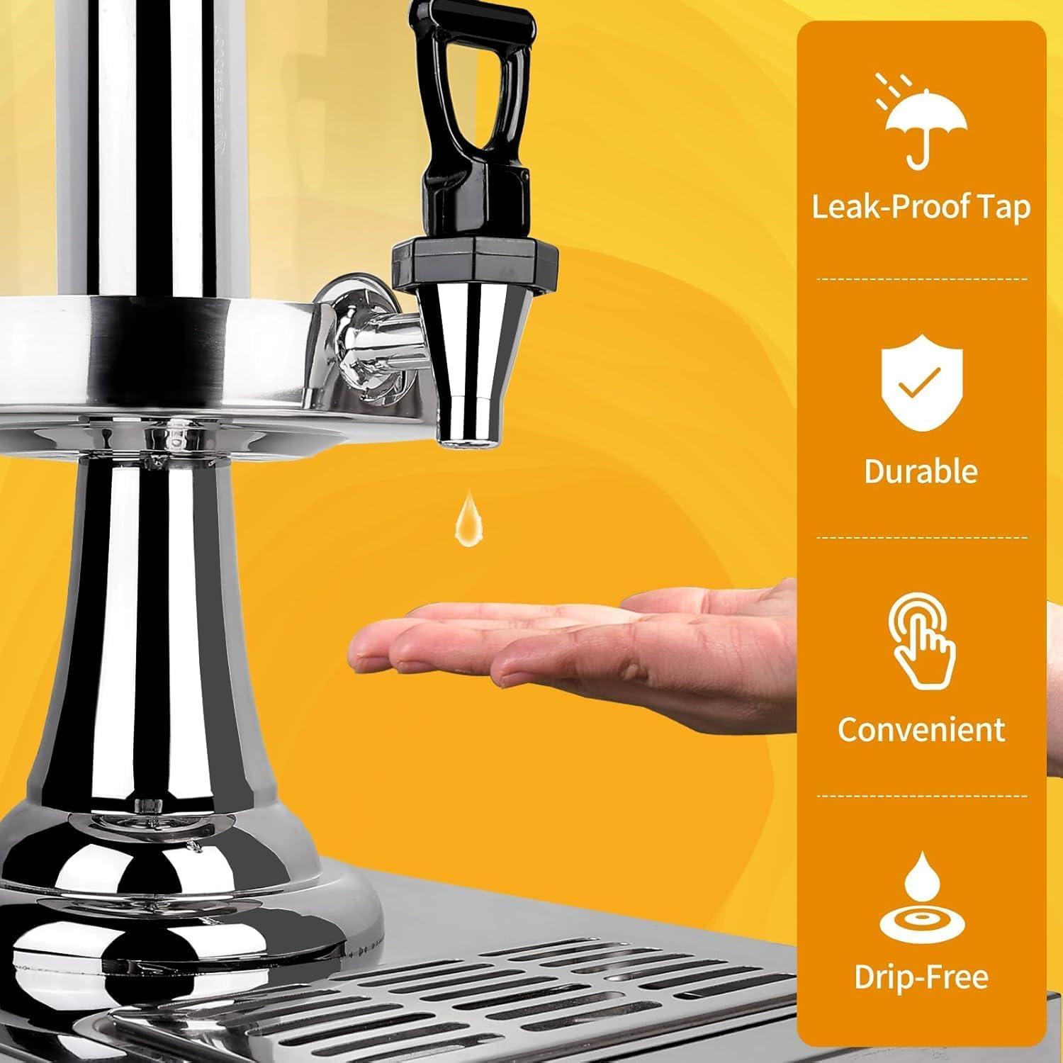 Beverage Dispenser With Stand, Drink Dispenser for Party, Stainless Steel Water Jar Dispenser with Ice Container, Spigot, Drink Jar Jug For Home Parties