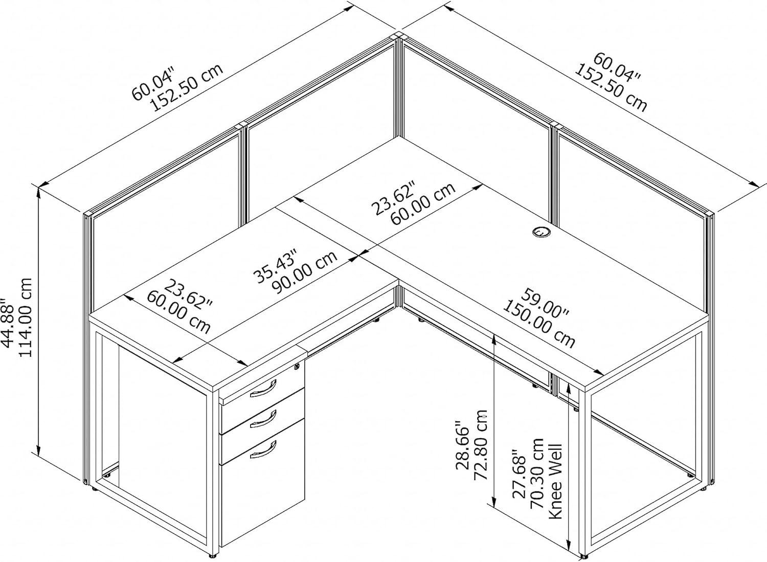 Easy Office L-Shaped 2 Person Benching Workstation with Cable Management