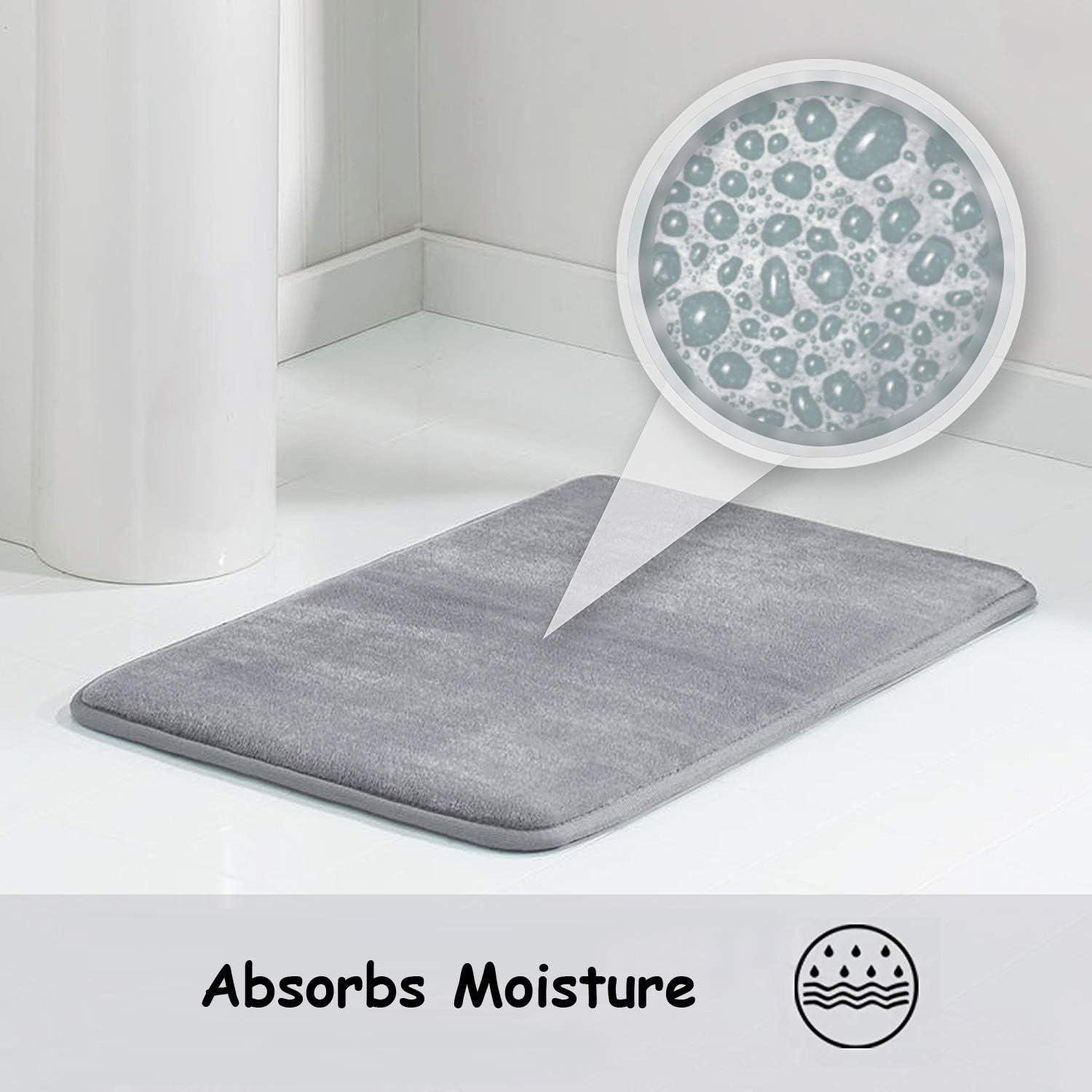 WPM'S Incredibly Soft and Absorbent Memory Foam Bath Mat, 17 By 24-inch (Grey)