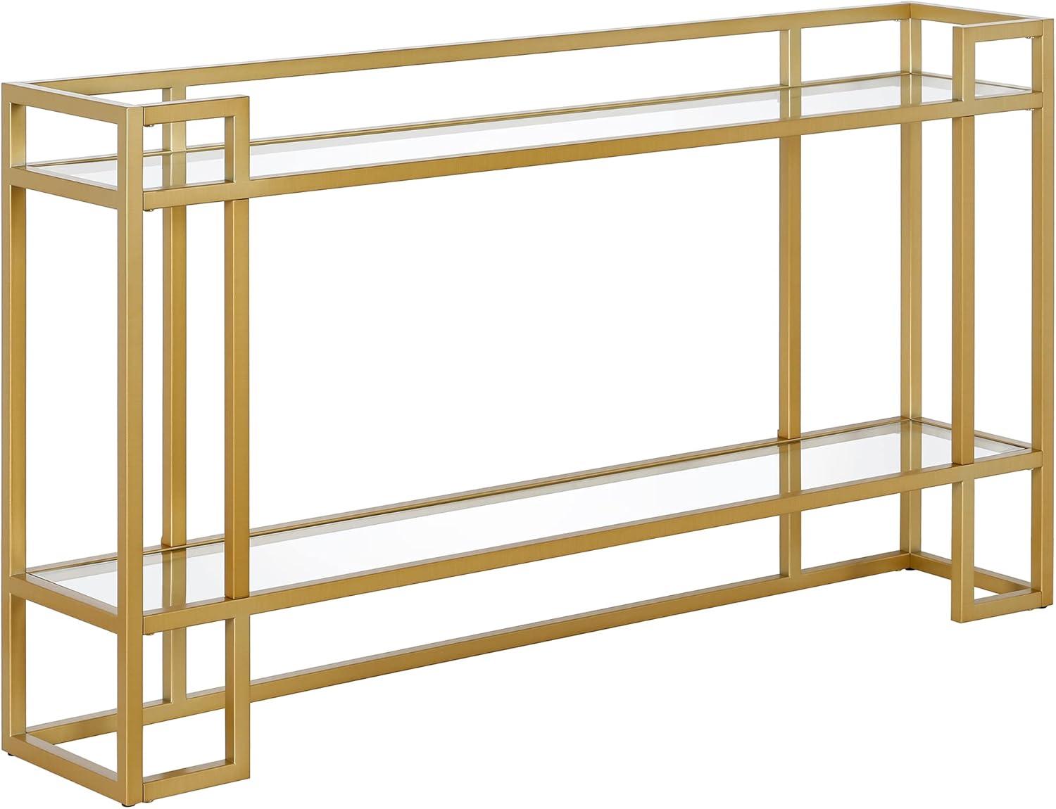 Evelyn&Zoe Uriel 52" Wide Rectangular Console Table, Brass