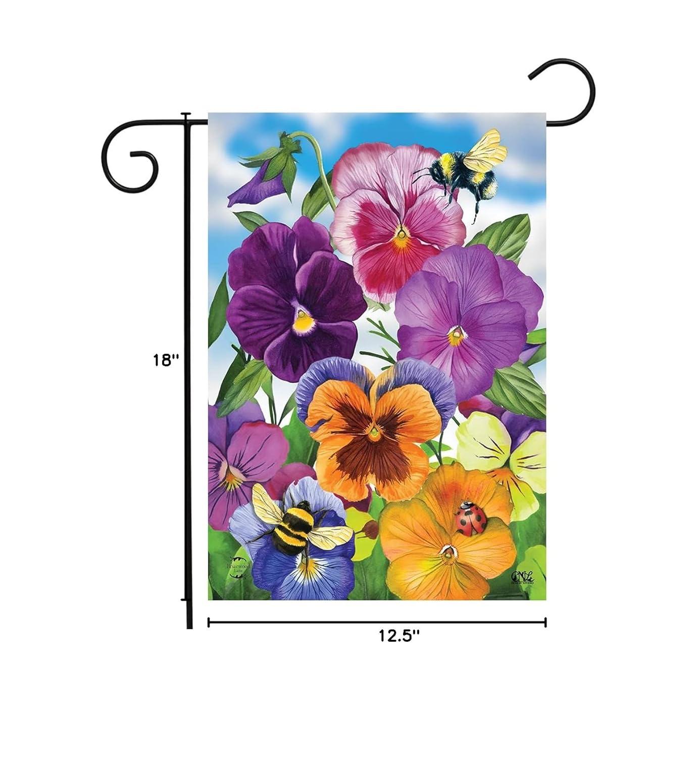 Briarwood Lane Spring Garden Flag 12x18 For Outdoor Pansies Seasonal For Spring Garden Flag Flags For Outside