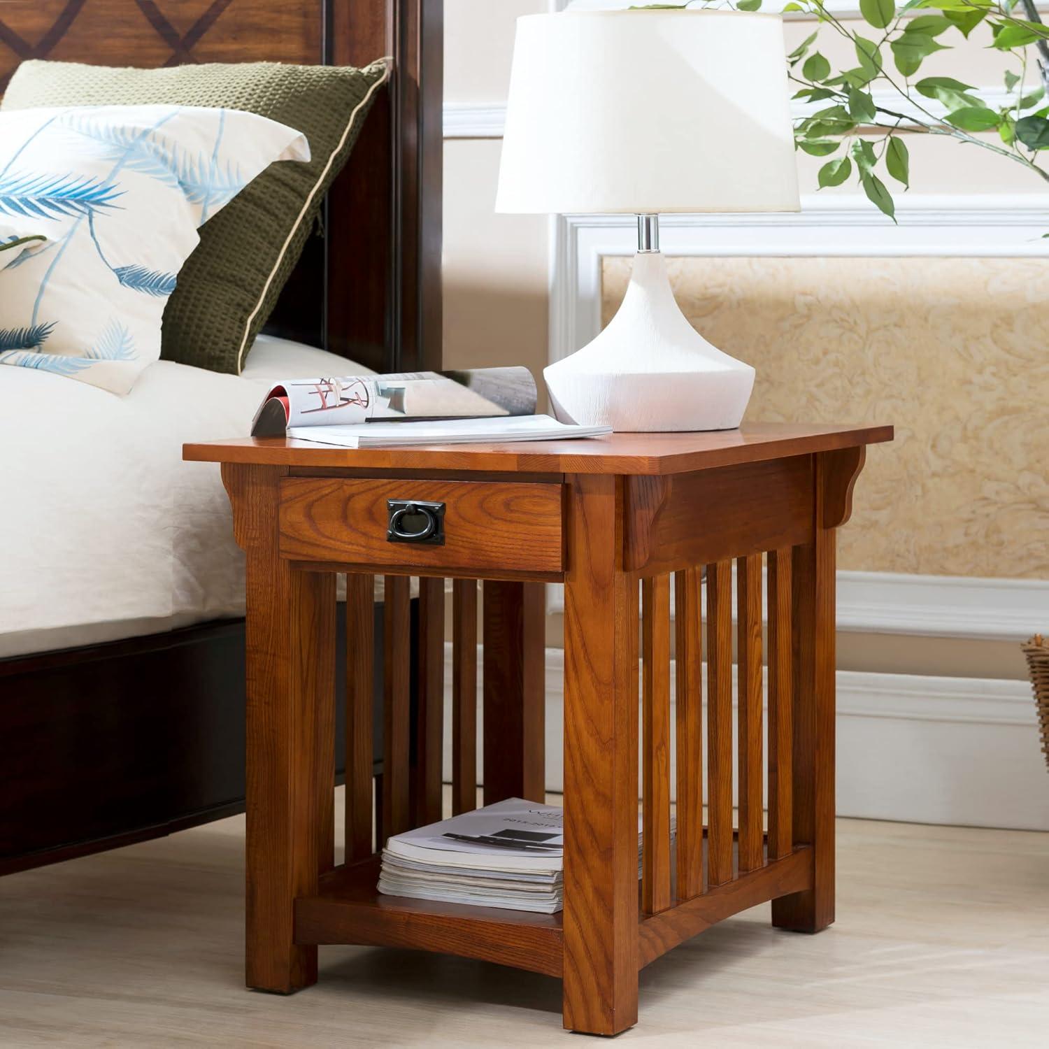 Leick Home Mission Impeccable End Table in Medium Oak