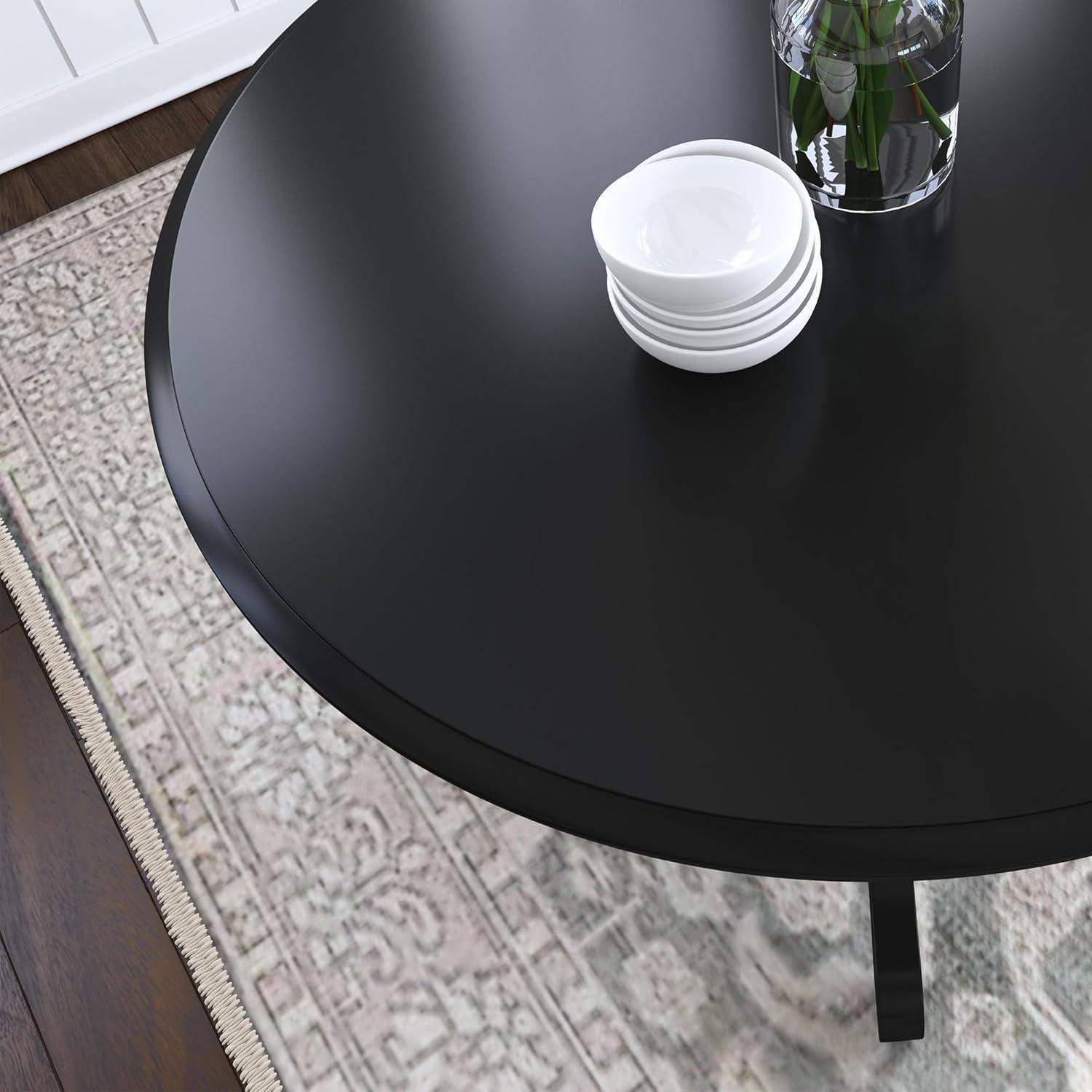 Classic Black 42" Round Wood Pedestal Dining Table