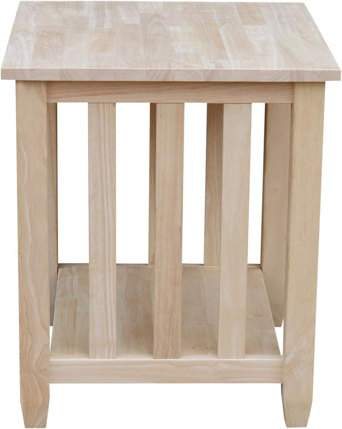 Classic Mission Tall Unfinished Solid Wood End Table