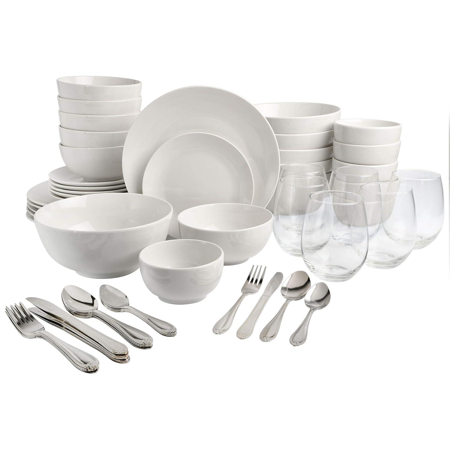 Gibson Home Gibson Home All U Need 60 Piece Plates Bowls Glassware Forks Spoons and Knives Dinnerware Set for 6