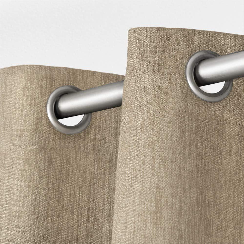 Vesta Heavy Textured Linen Woven Room Darkening Grommet Top Window Curtain Panel Pair Exclusive Home