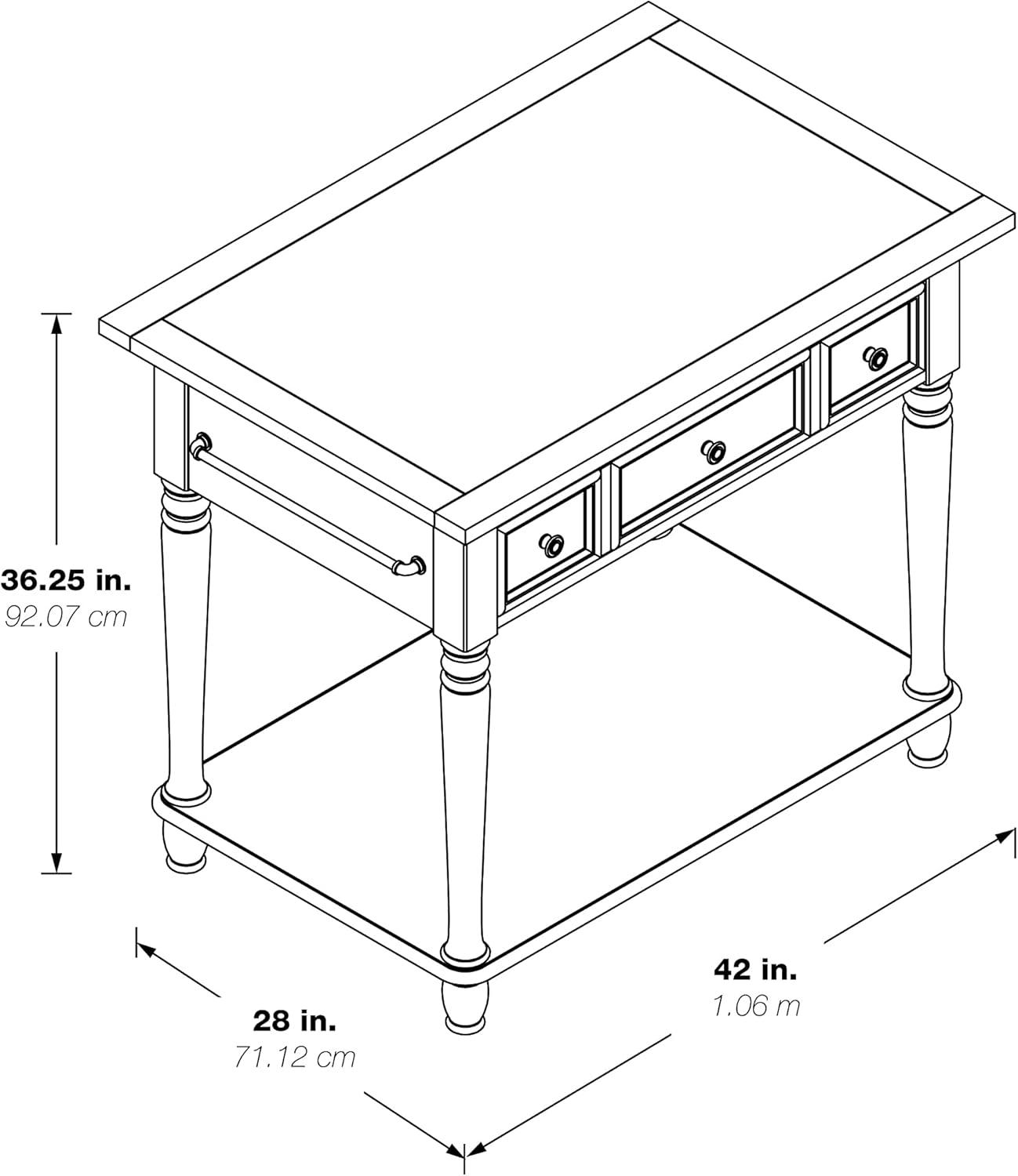 Nottingham Engineered Wood Kitchen Island in Antique White