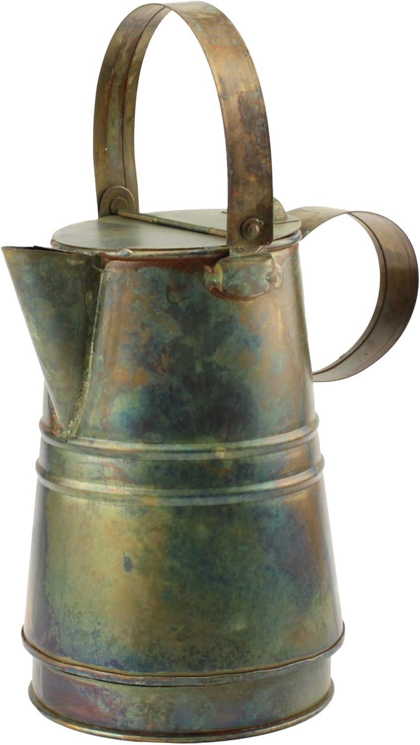 7.5 Inch Rustic Weathered Metal Pitcher with Handles