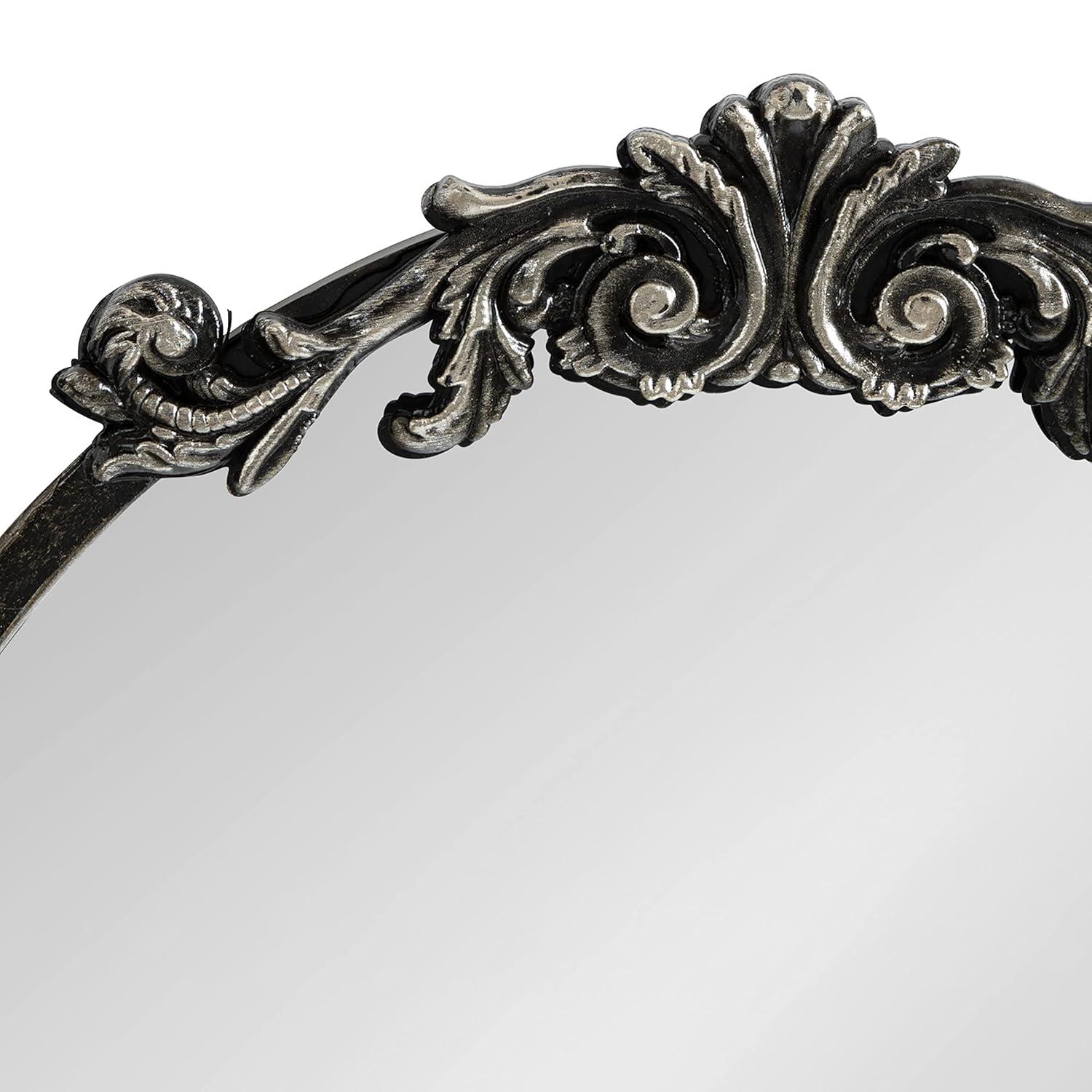 Kate & Laurel All Things Decor 18"x24" Arendahl Traditional Vertical Oval Wall Mirror: Ornate, Baroque-Inspired Design