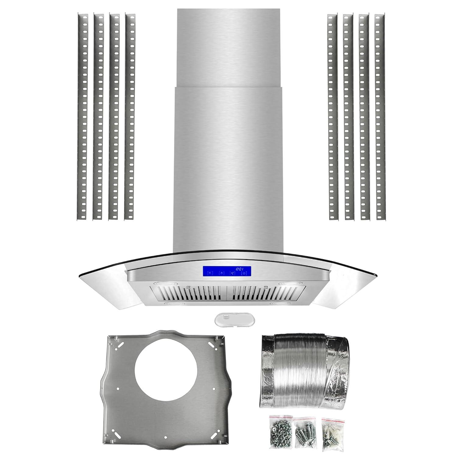 Cosmo 30 in. Ducted Island Range Hood in Stainless Steel with LED Lighting and Permanent Filters