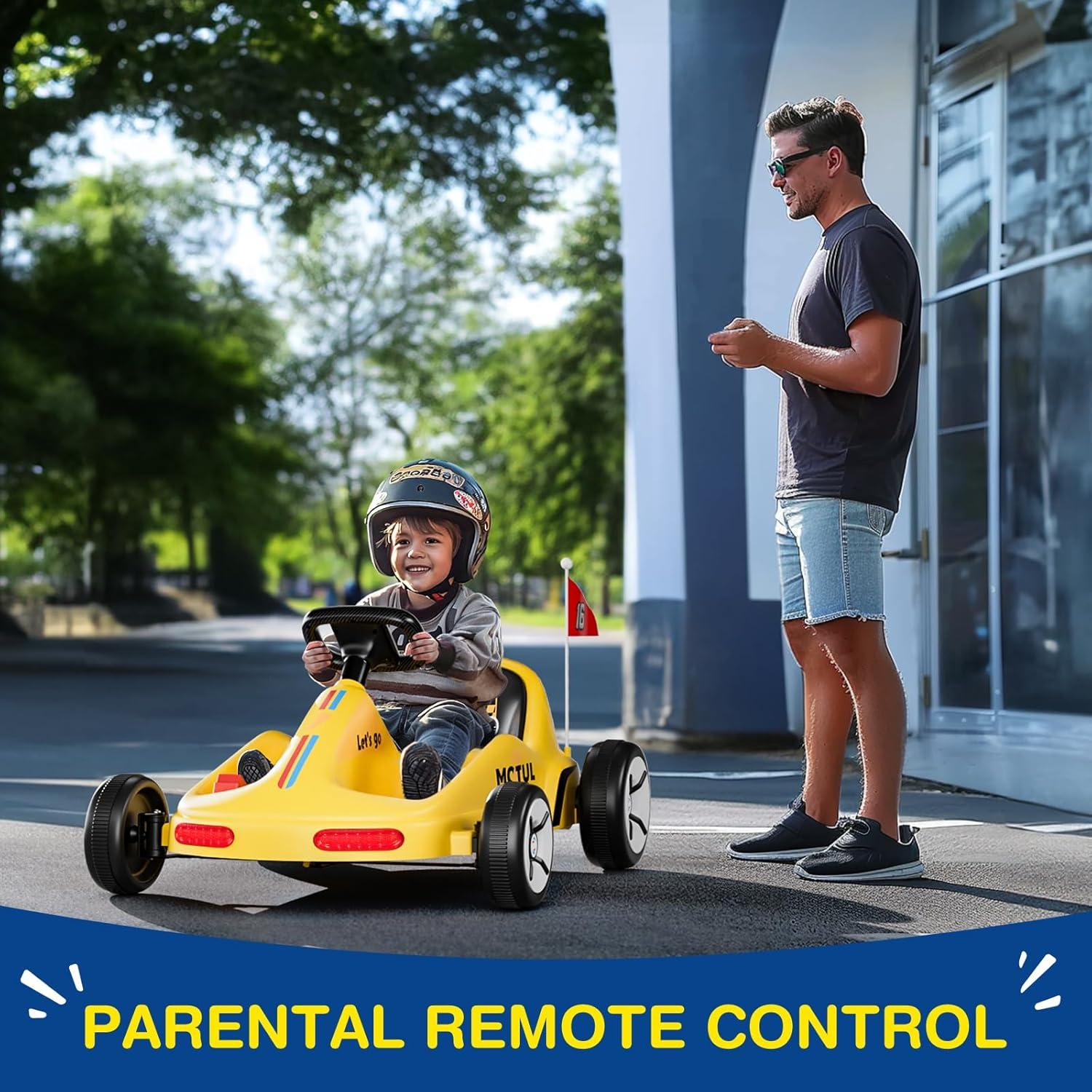 Tobbi 12v Kids Go Kart, Outdoor Battery Powered Ride On Car For Boys And Girls Aged 3-8, Childrens Electronic Toy Go Kart With 2 Speed Modes, Remote Control,bluetooth