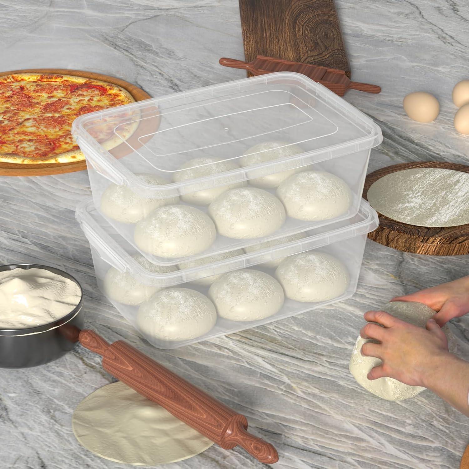 4-Pack 14 L Clear Dough Proofing Box, Food Pizza Storage Container