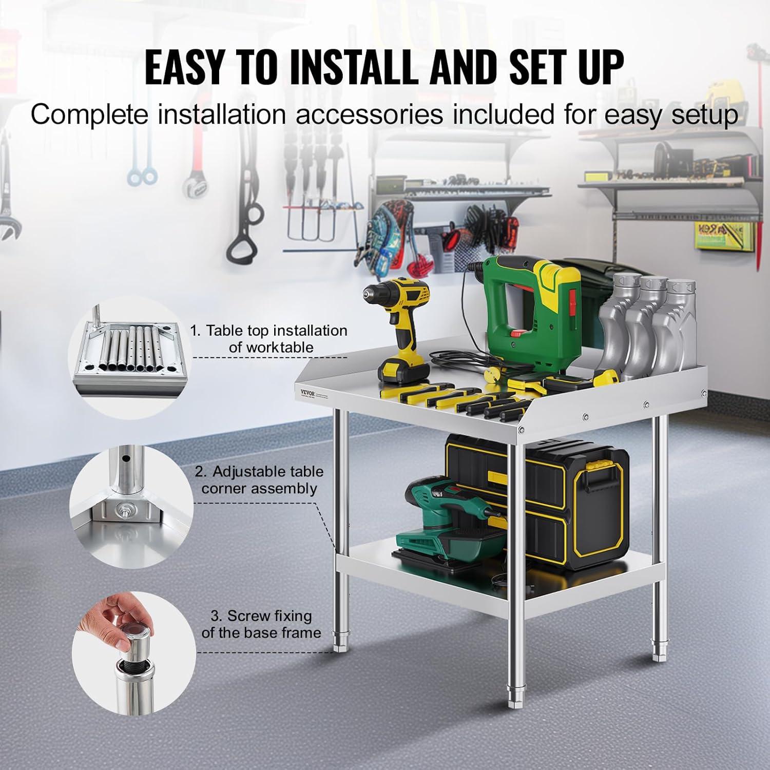 VEVOR VEVOR Stainless Steel 24'' H Work Table