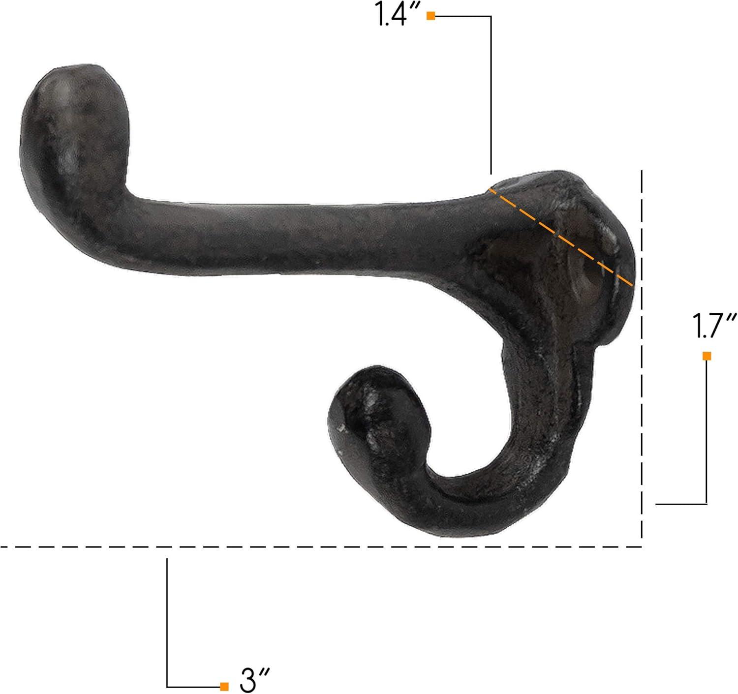 Black Cast Iron Wall Mount Hooks Set of 10