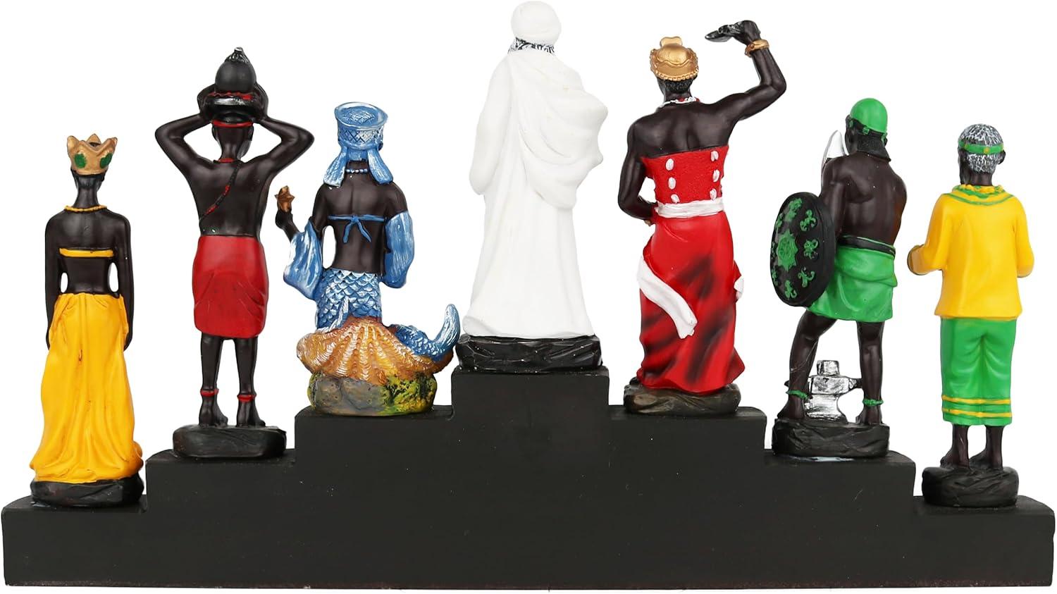 13" Multicolor Resin 7 African Powers Religious Statue