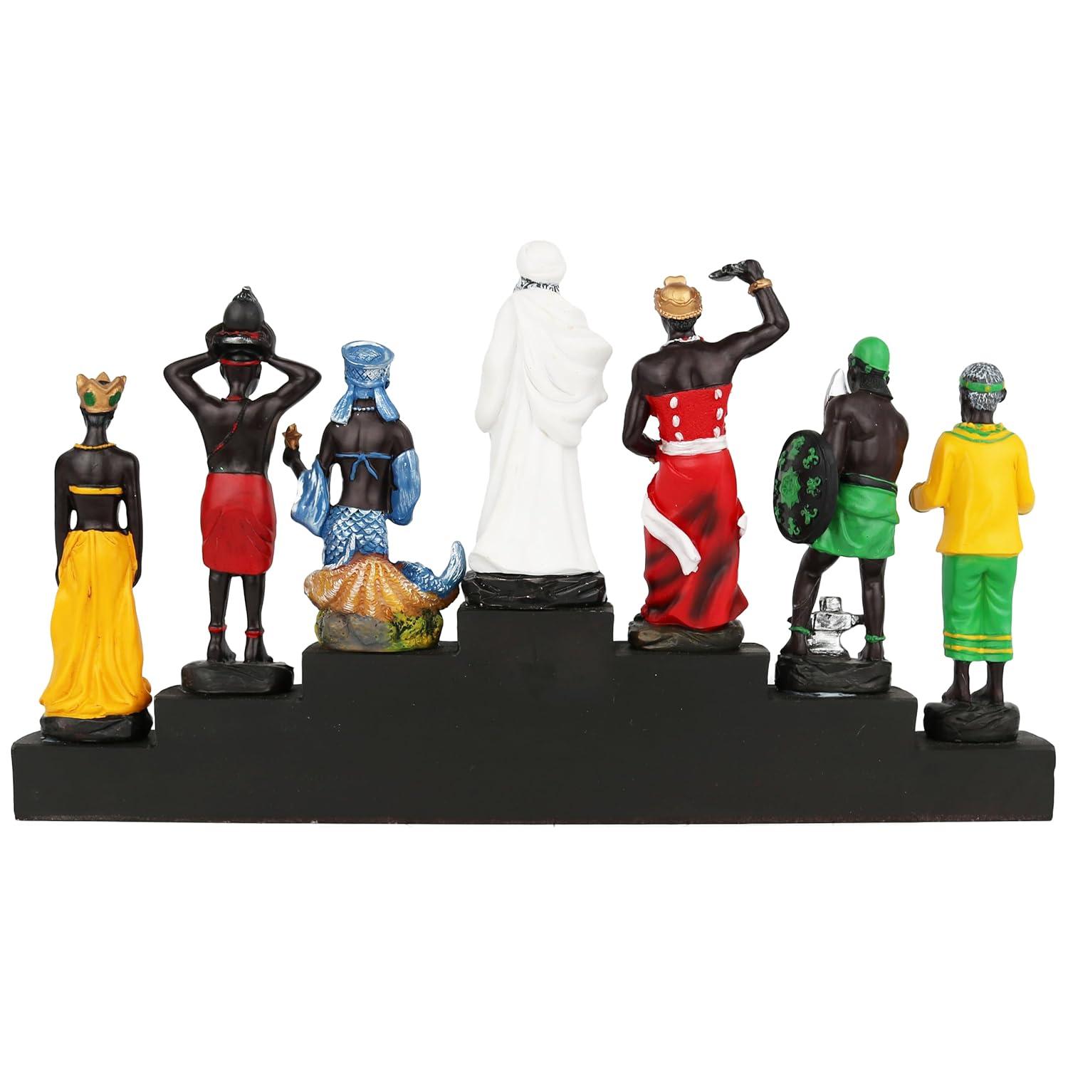 13" Multicolor Resin 7 African Powers Religious Statue