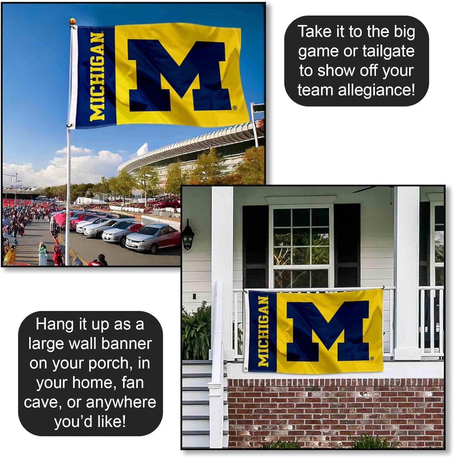 Michigan-Wolverine's 3X5 Indoor Outdoor Banner Flag w/grommets for hanging