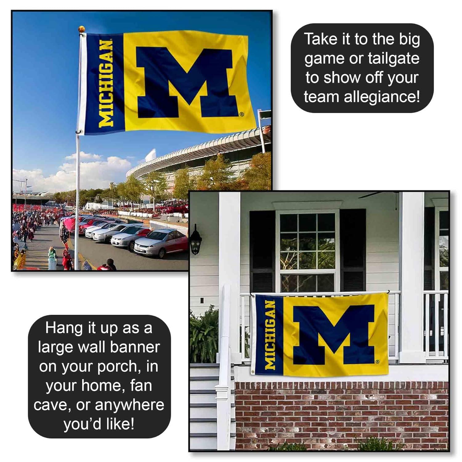 Michigan-Wolverine's 3X5 Indoor Outdoor Banner Flag w/grommets for hanging