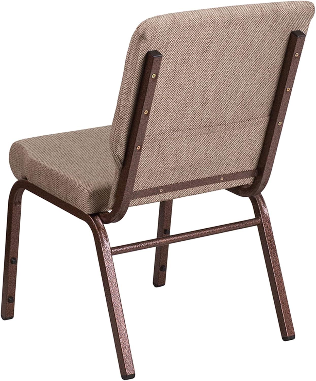 Flash Furniture HERCULES Series 18.5''W Stacking Church Chair in Beige Fabric - Copper Vein Frame