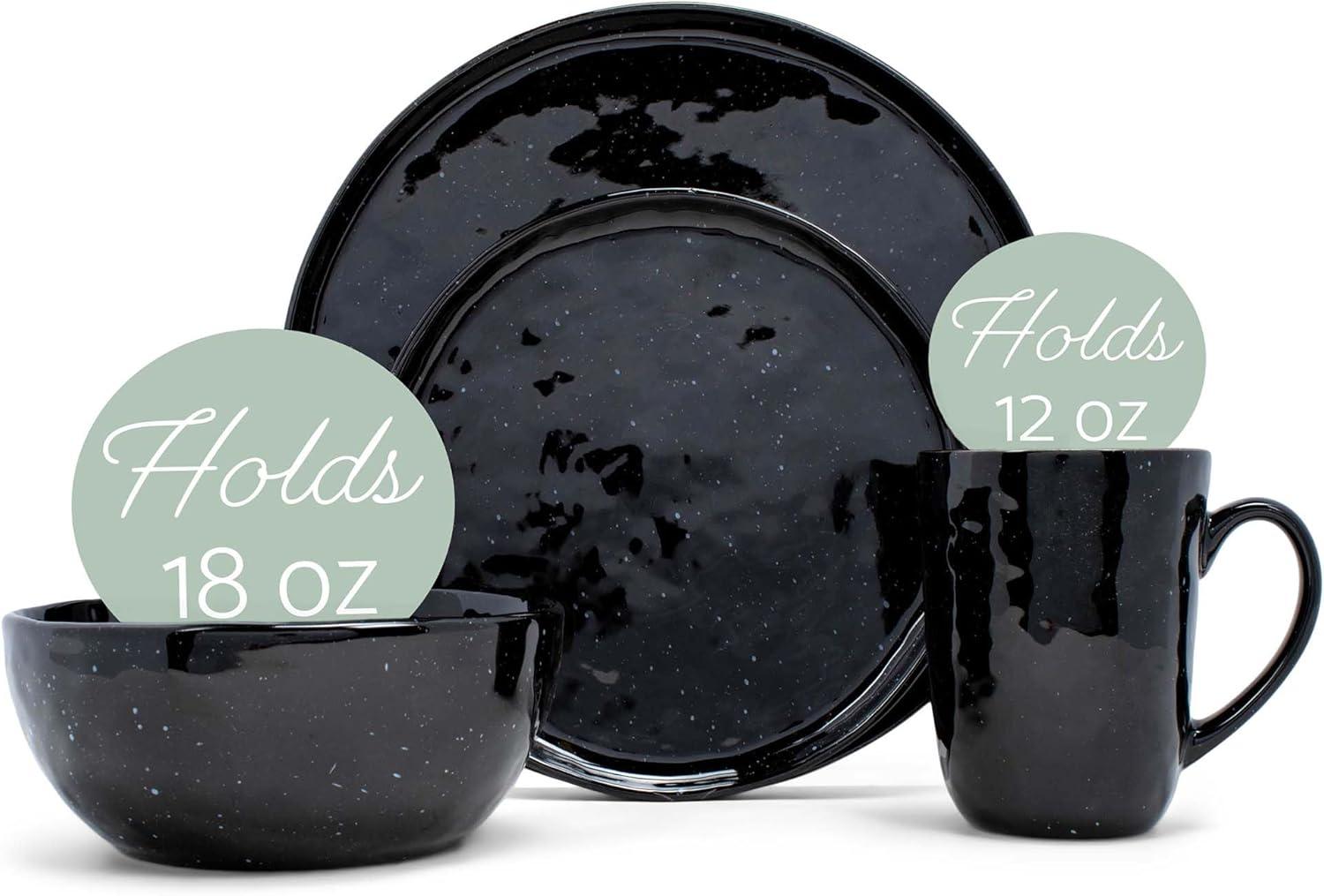 Stone Lain Jade 16-Piece Stoneware Dinnerware Set, Service for 4, White