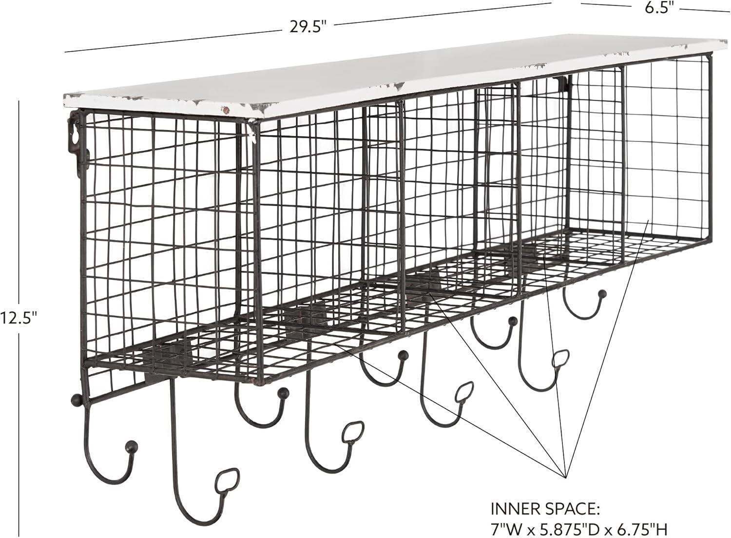 Linon Four Cubby Metal Wall Shelf in White