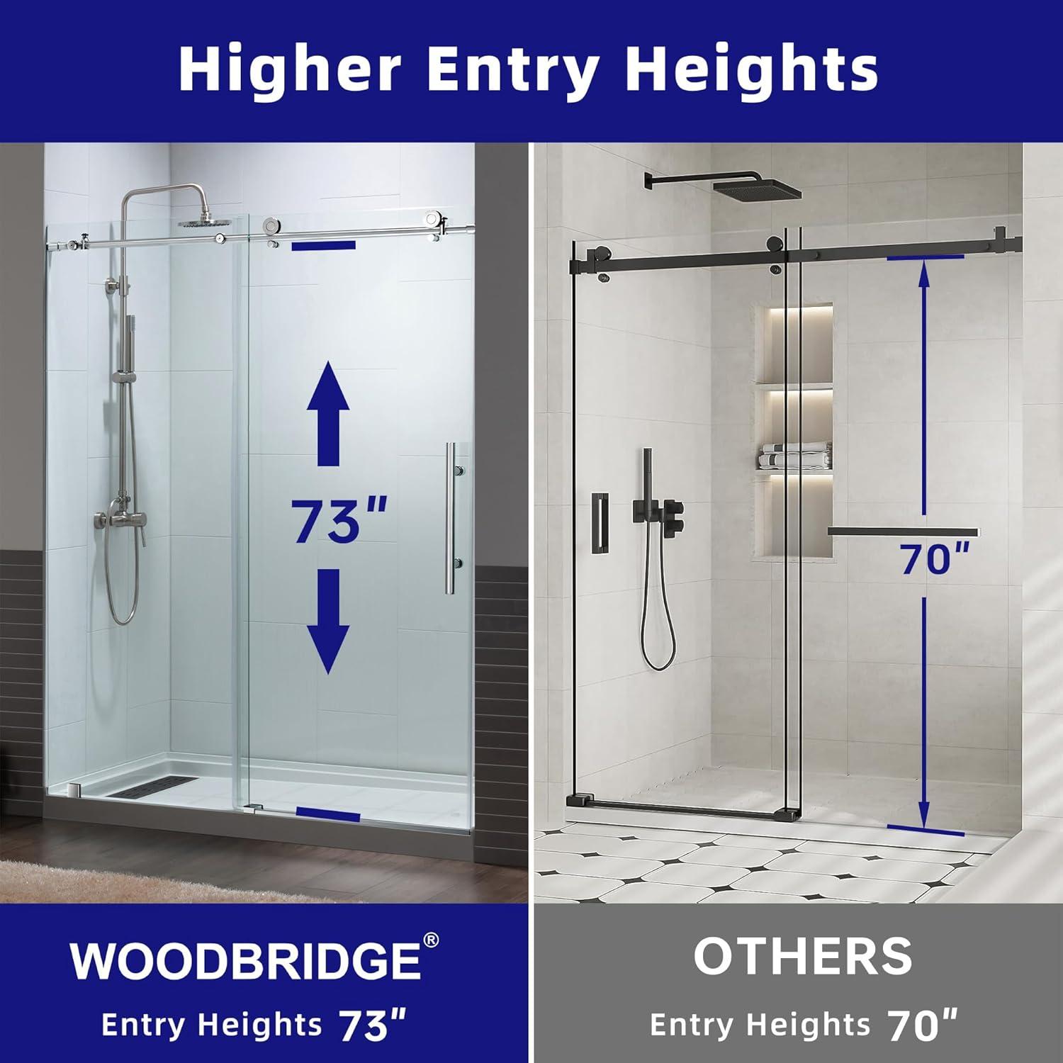 WoodBridge Frameless Single Sliding Shower Door with Soft Close System, 57.5-60" Width x 80"Height with 5/16"(8mm) Clear Tempered Glass & Reviews | Wayfair