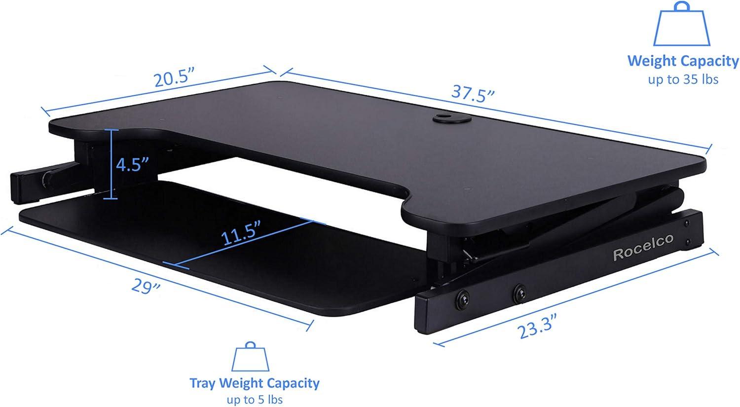 Deluxe Height Adjustable Sit to Stand Desk Computer Riser - Rocelco