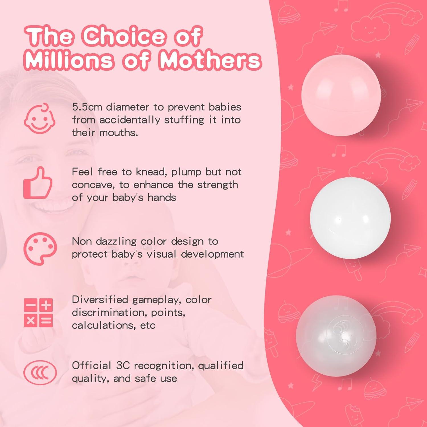 Anvazise 100Pcs Ball Pit Balls Thickened Eco-friendly Smooth Reusable Bite-resistant Hand-on Ability PE Material Macaron Color Pit Balls Kindergarten Toy