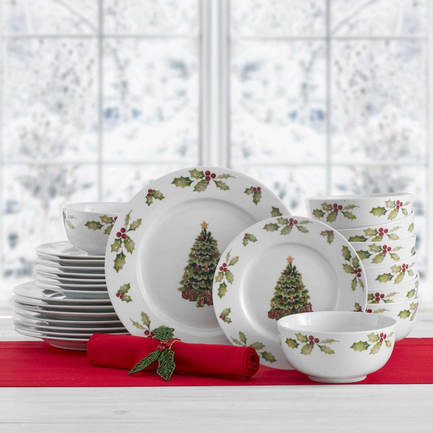 Pfaltzgraff Christmas Day 24 Piece Porcelain Dinnerware Set White