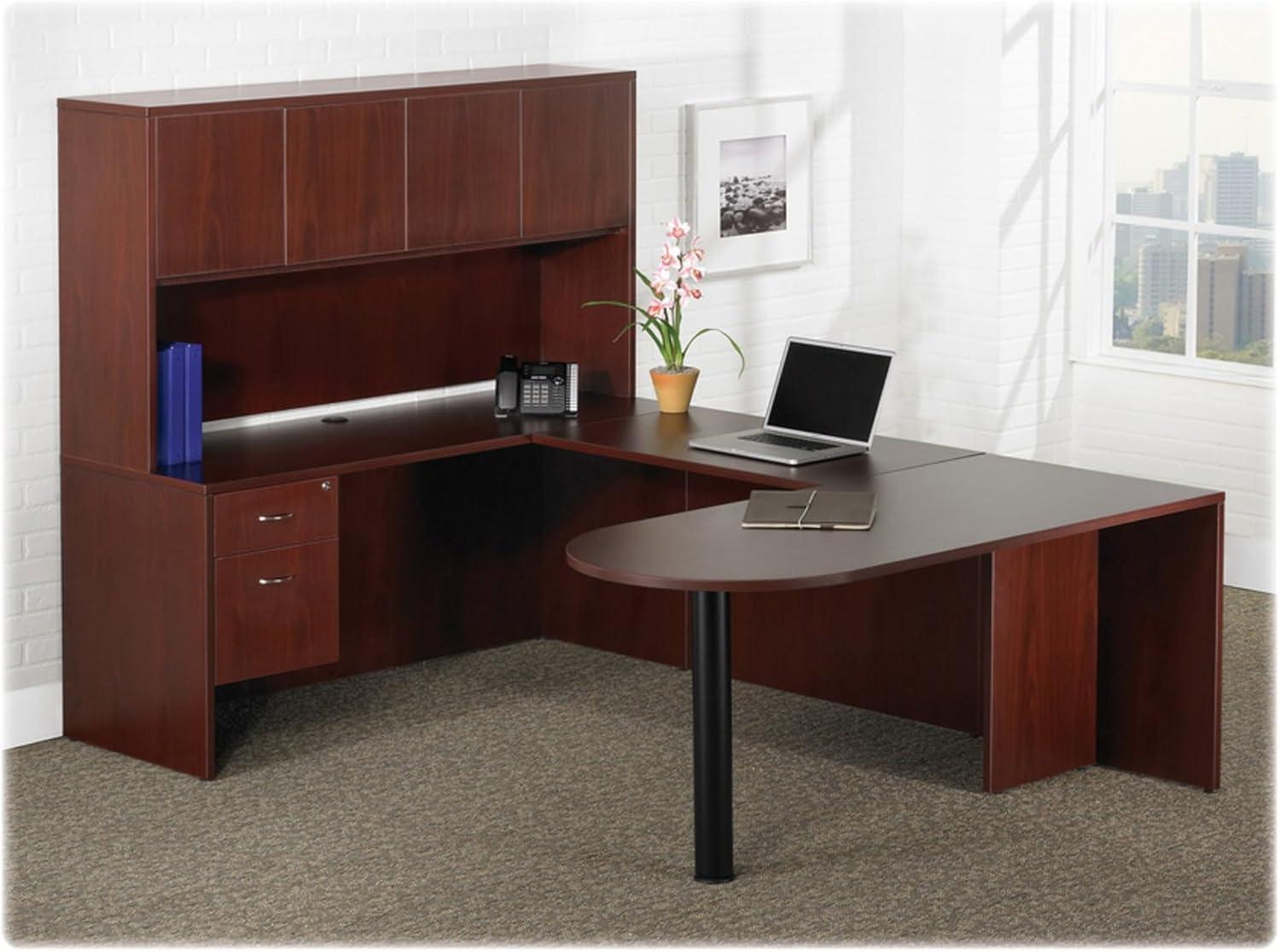 Lorell Essentials Series Mahogany Reception Desk 1" Top, 72" x 36" x 42.5"Desk - Material: Wood - Finish: Mahogany Laminate