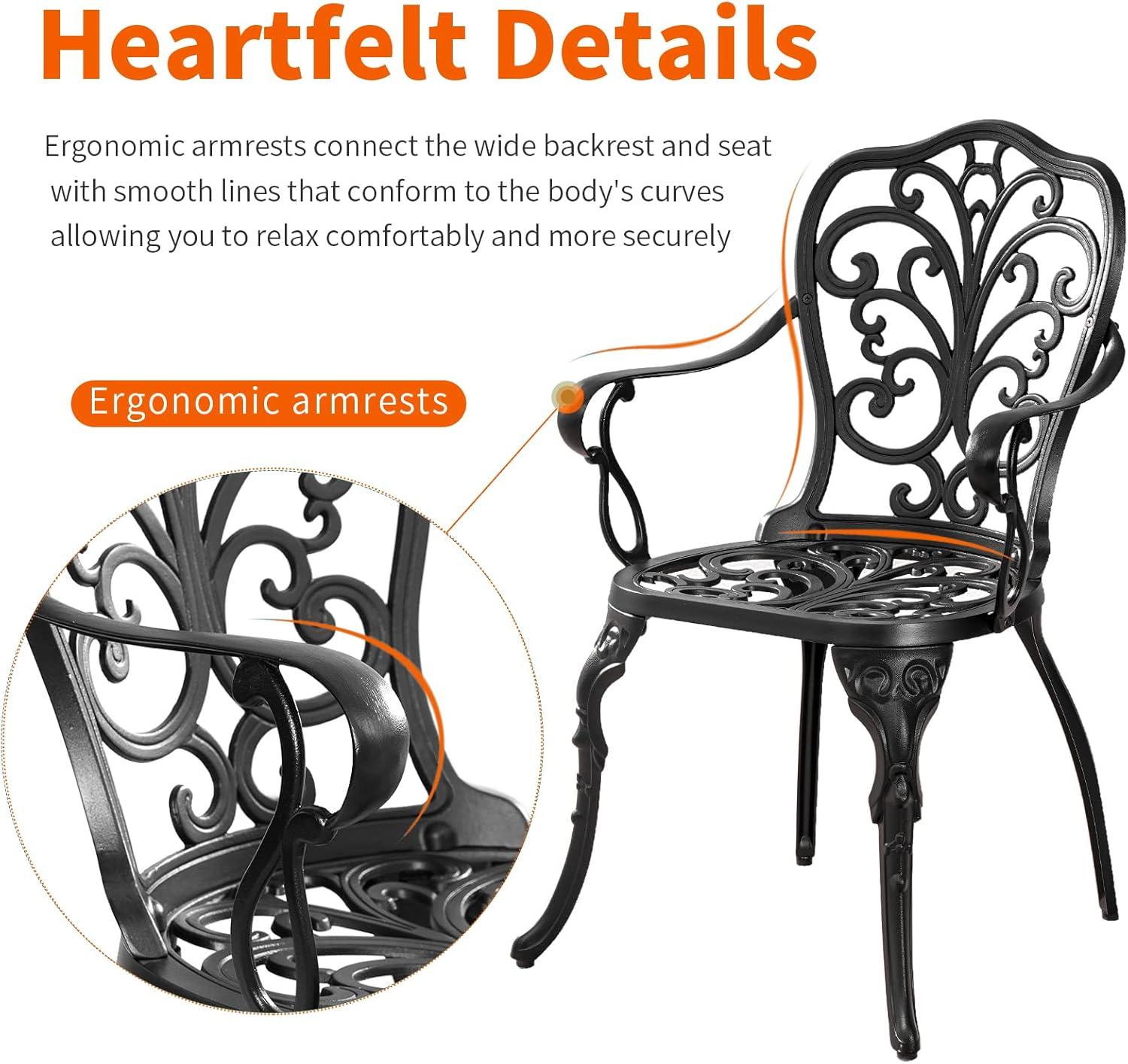 Butterfly Black Cast Aluminum 3-Piece Patio Bistro Set