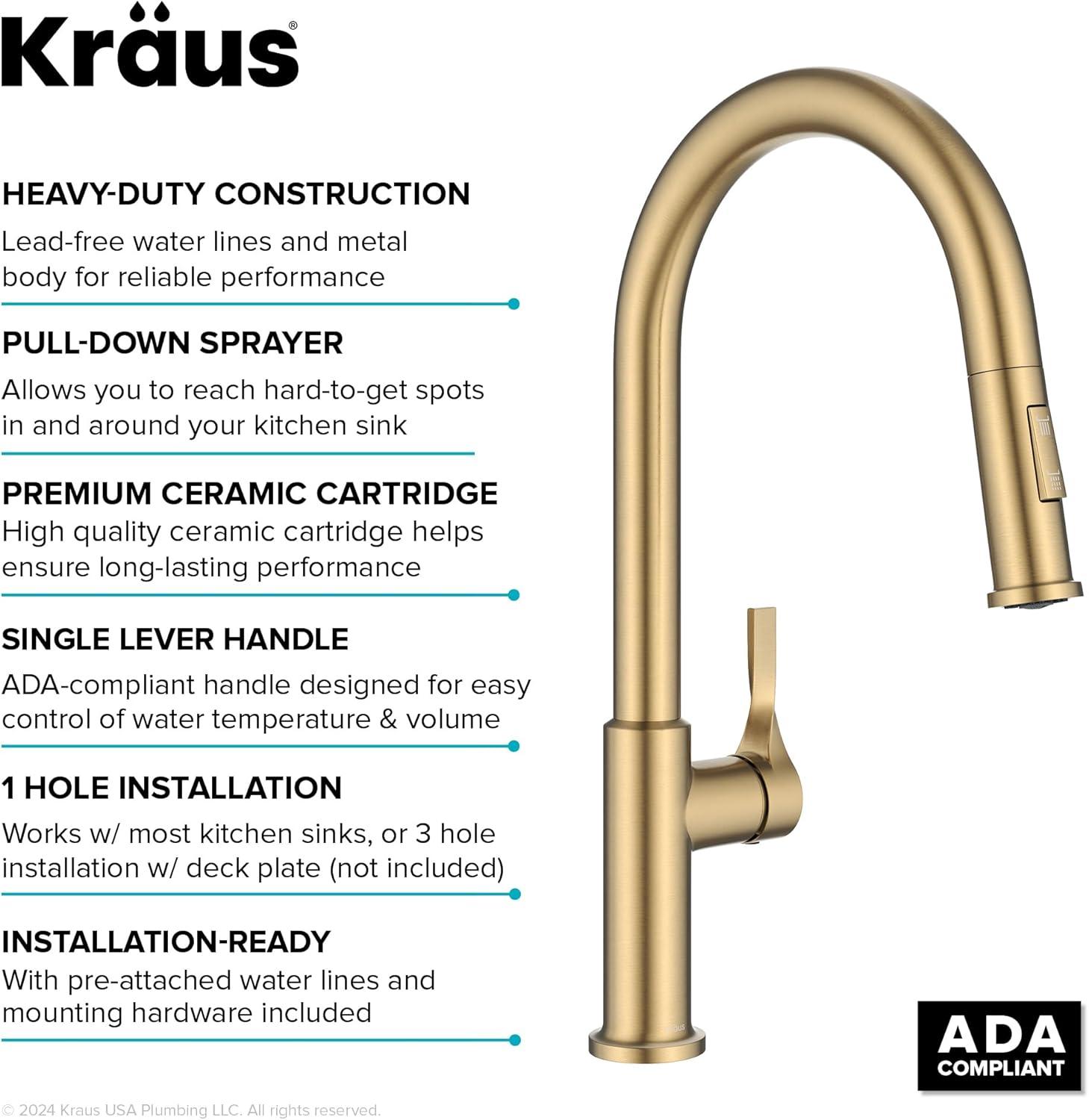 Kraus Torak 2-Function Single Handle Pull Down Kitchen Faucet