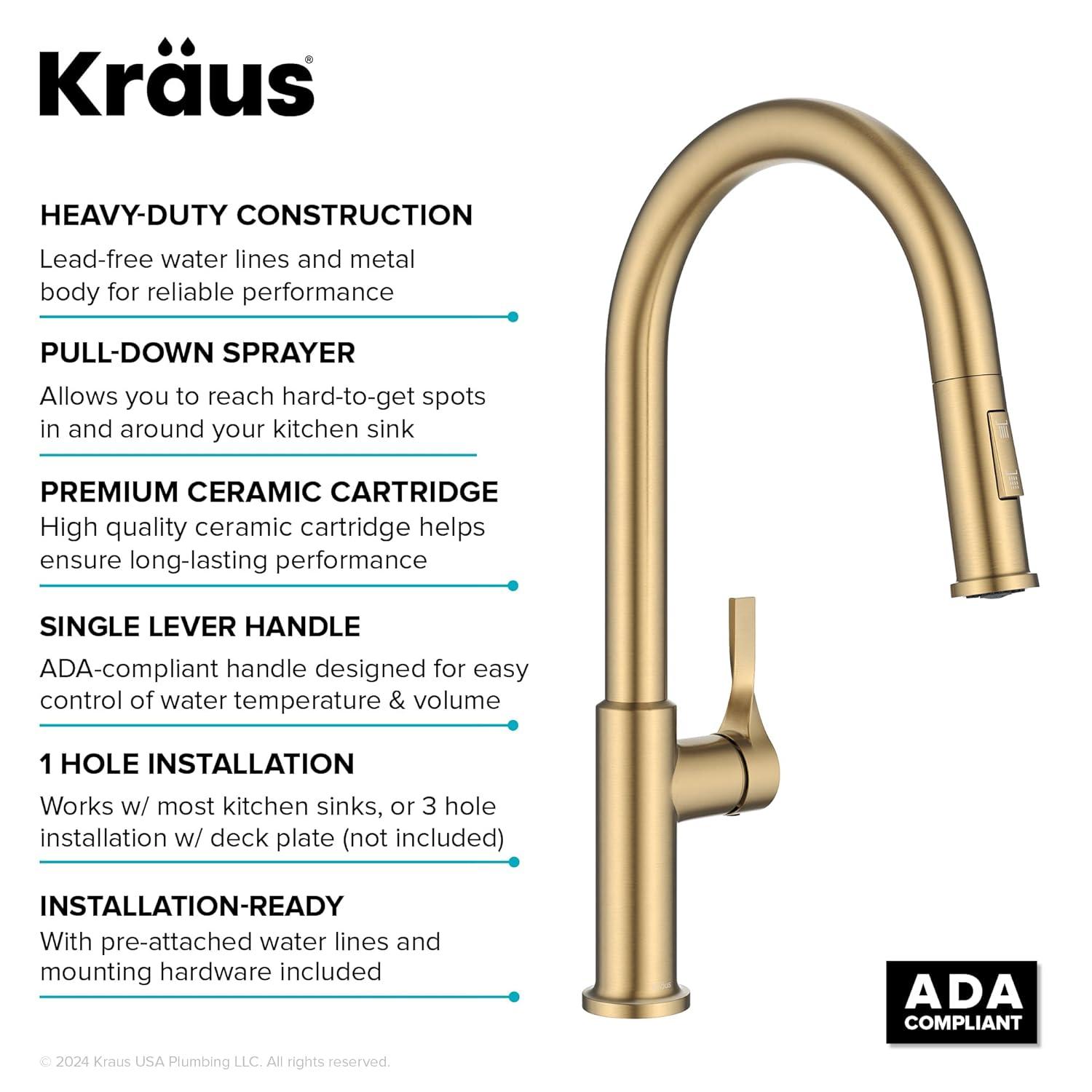 Kraus Torak 2-Function Single Handle Pull Down Kitchen Faucet