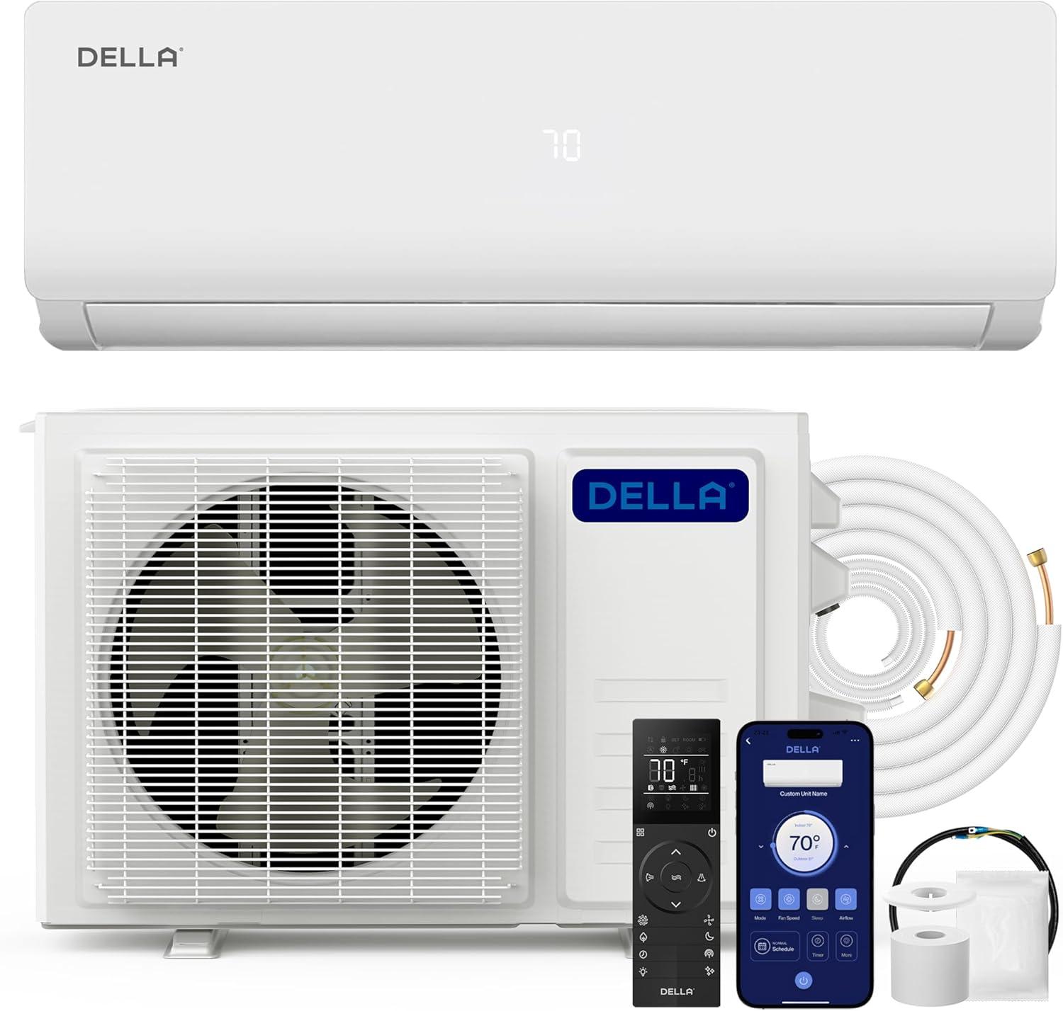 DELLA 36000 BTU Wifi Enabled 19 SEER Cools Up to 2500 Sq.Ft 230V Energy Efficient Mini Split Air Conditioner & Heater Ductless Inverter System, with 3 Ton Heat Pump