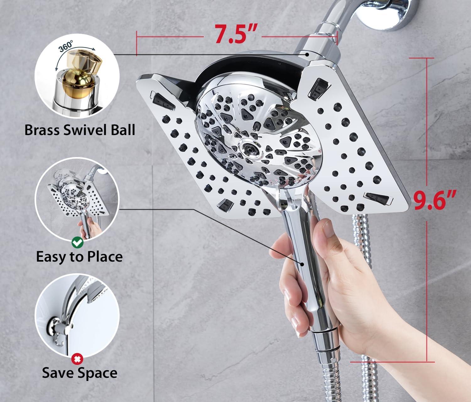 Chrome Dual-Head Handheld Rain and Pulse Shower System