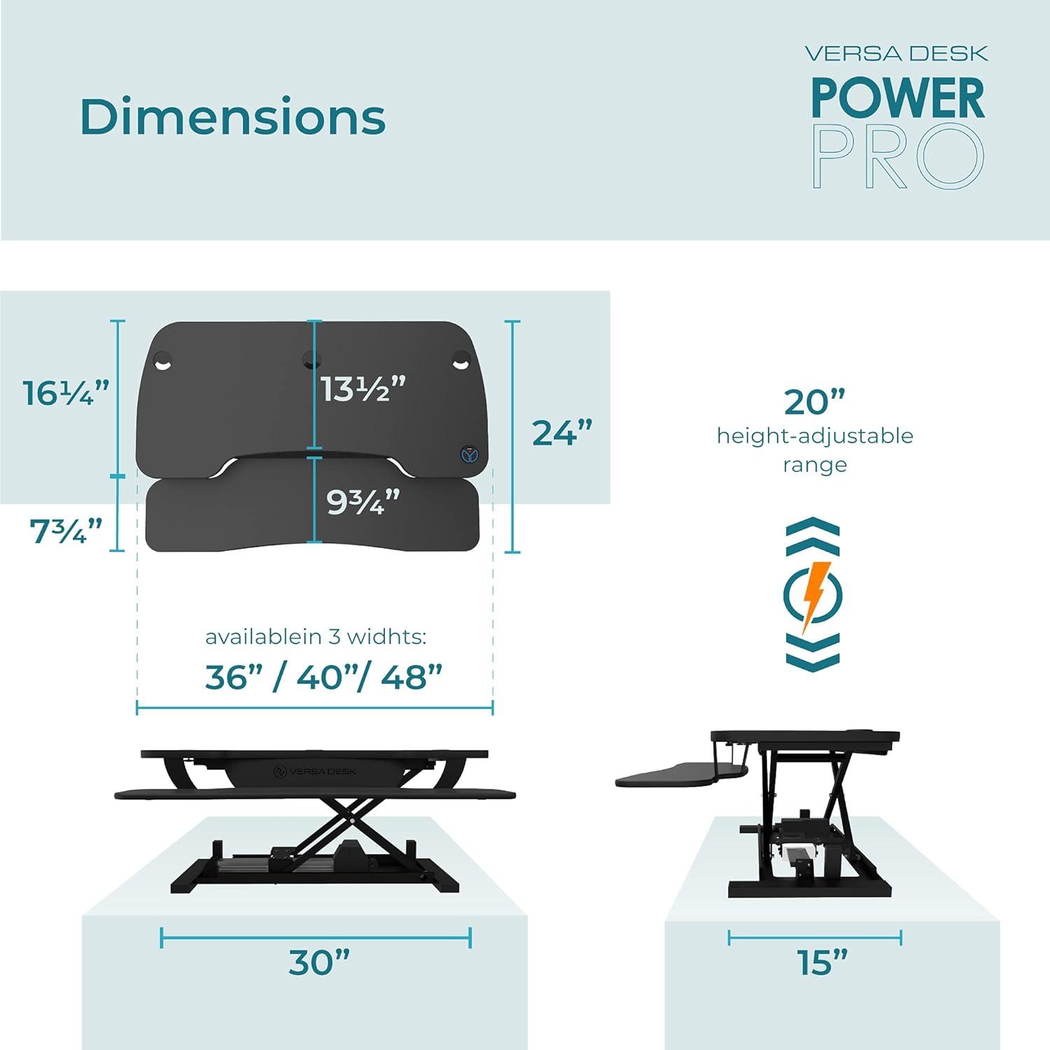 Versa Products VersaDesk PowerPro 5-20" Electric Sit to Stand Desktop Converter SP7644024-00-01