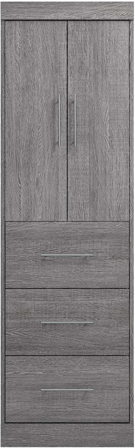 Bark Gray 25" Engineered Wood Wardrobe Storage Unit