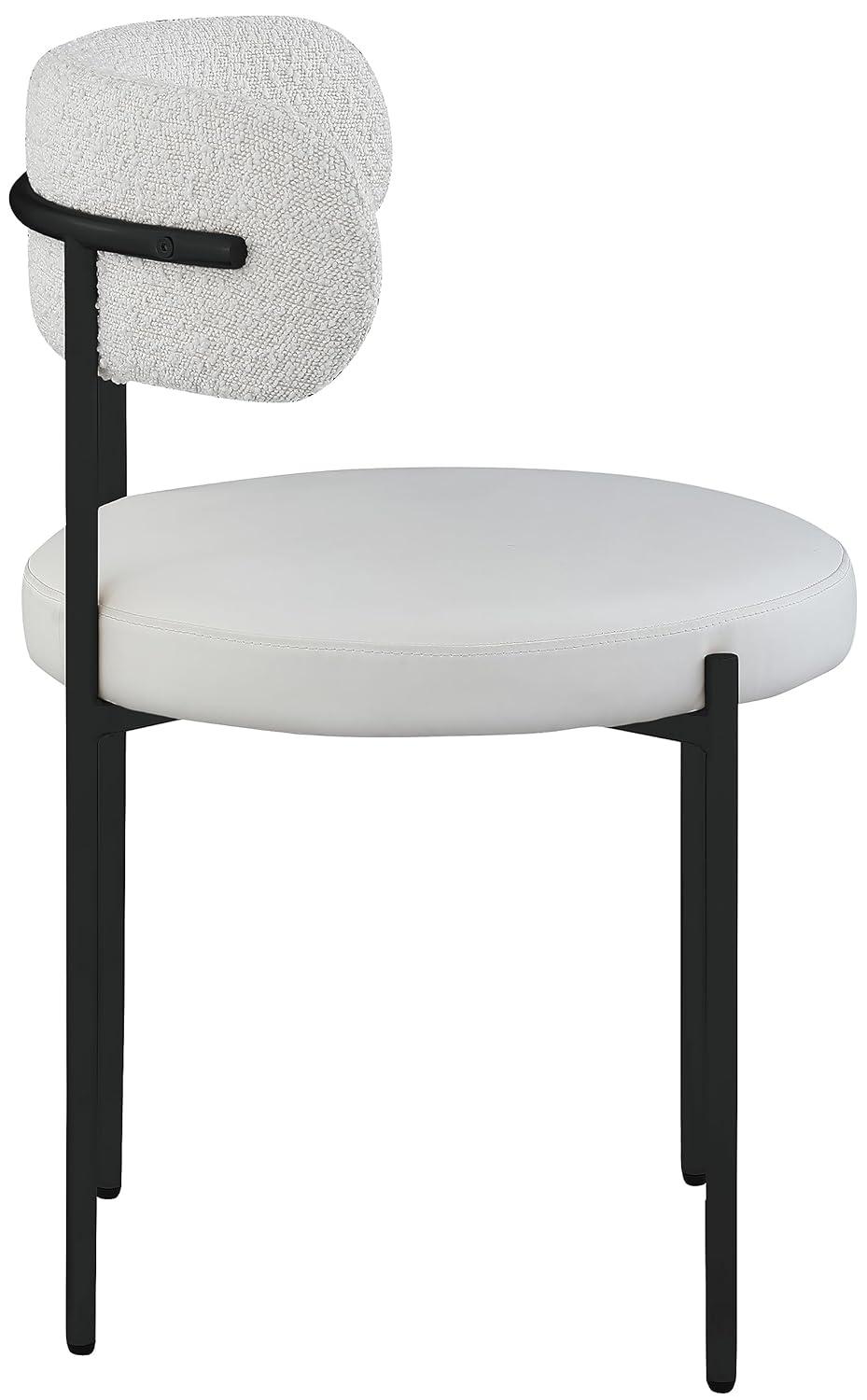 Beacon Cream Boucle Fabric Dining Chair with Black Metal Frame, Set of 2
