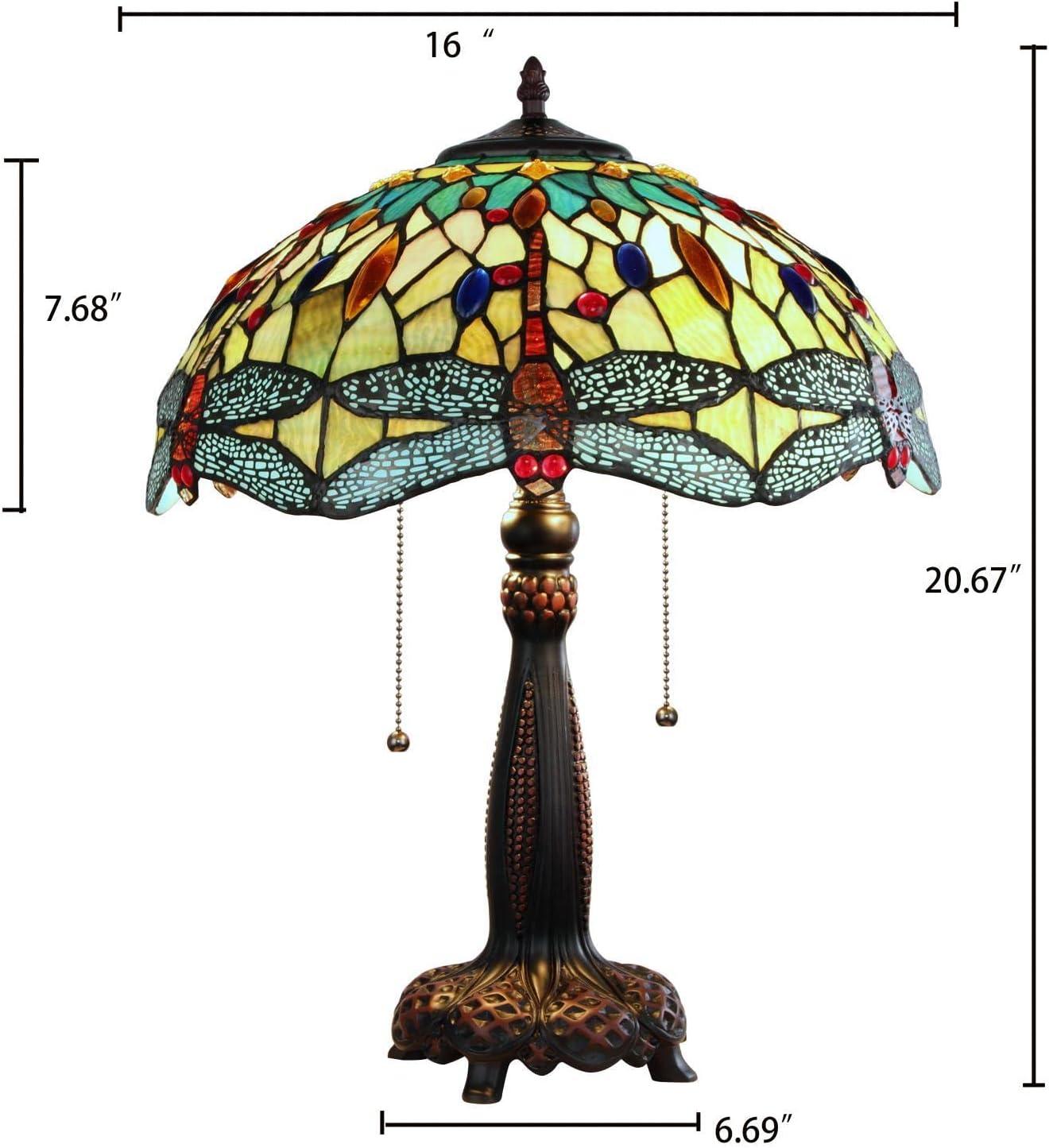 Chloe Lighting Empress Dragonfly 2-Light Glass Table Lamp in Multi-Color