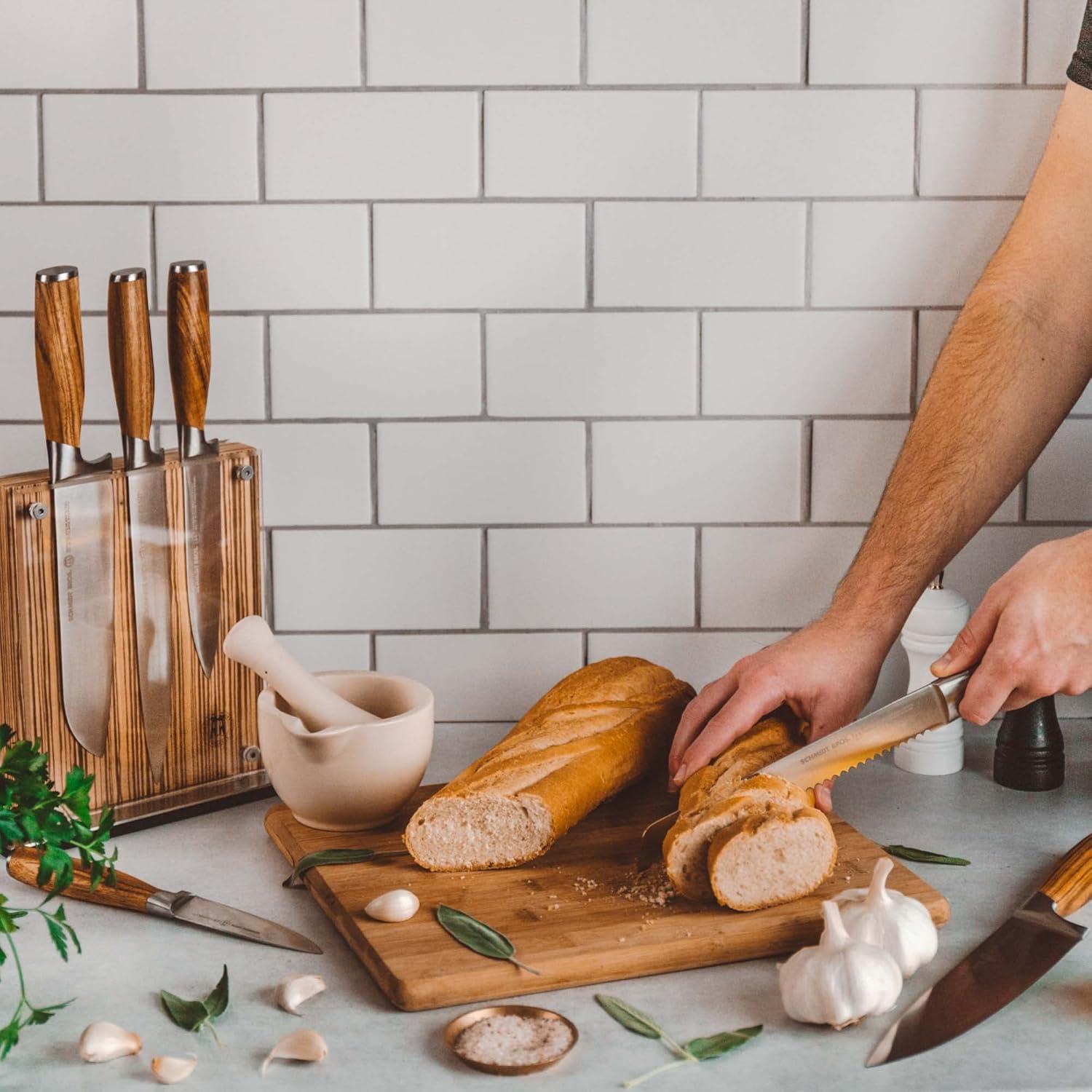 Schmidt Brothers Cutlery Zebra Wood 7-Piece Knife Block Set