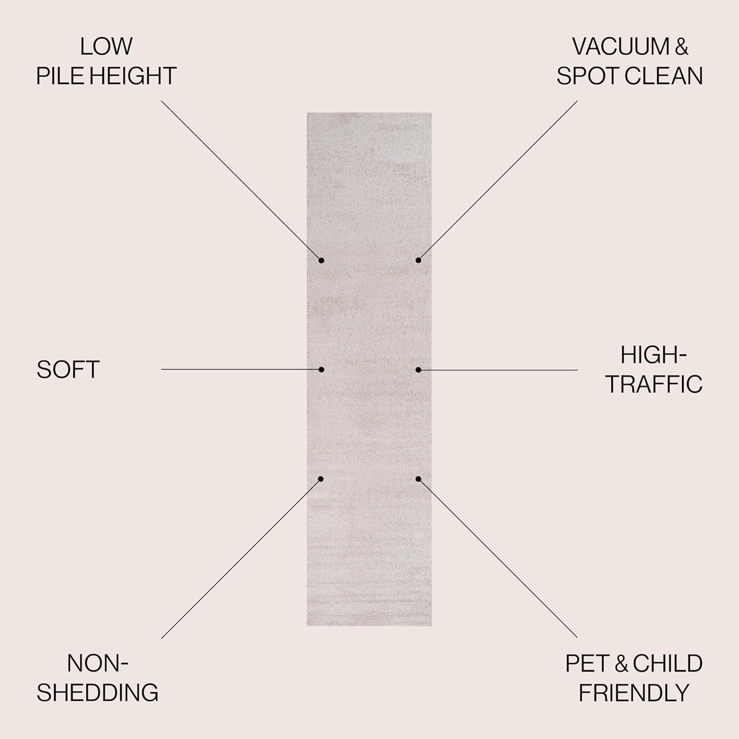 3'x5'Oval  Haze Solid Low-Pile, Ivory - JONATHAN Y