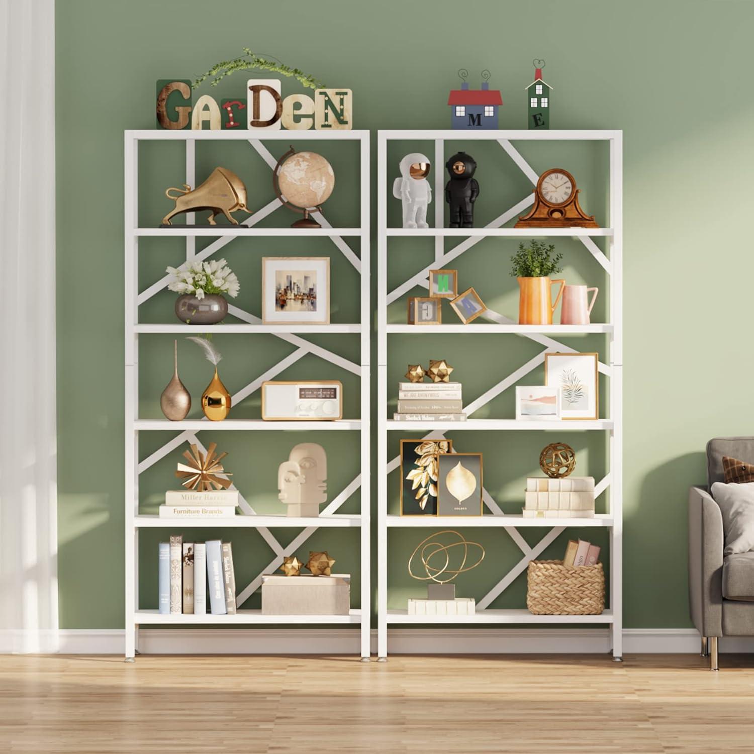 Hommoo 71" Bookshelf, Industrial Bookcase 6 Shelf Display Rack