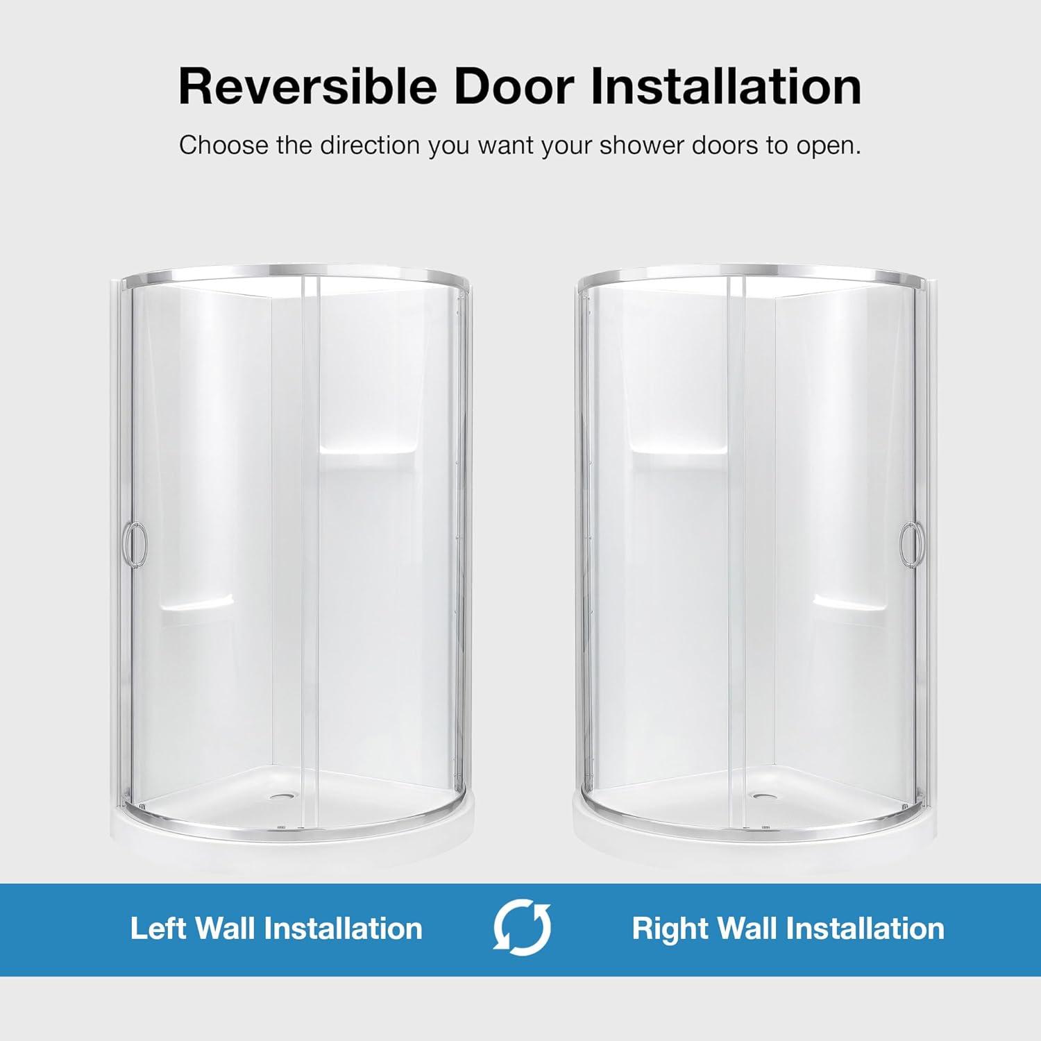 OVE Decors Breeze 44 in. Round Shower Kit w/ Clear, Base, Wall